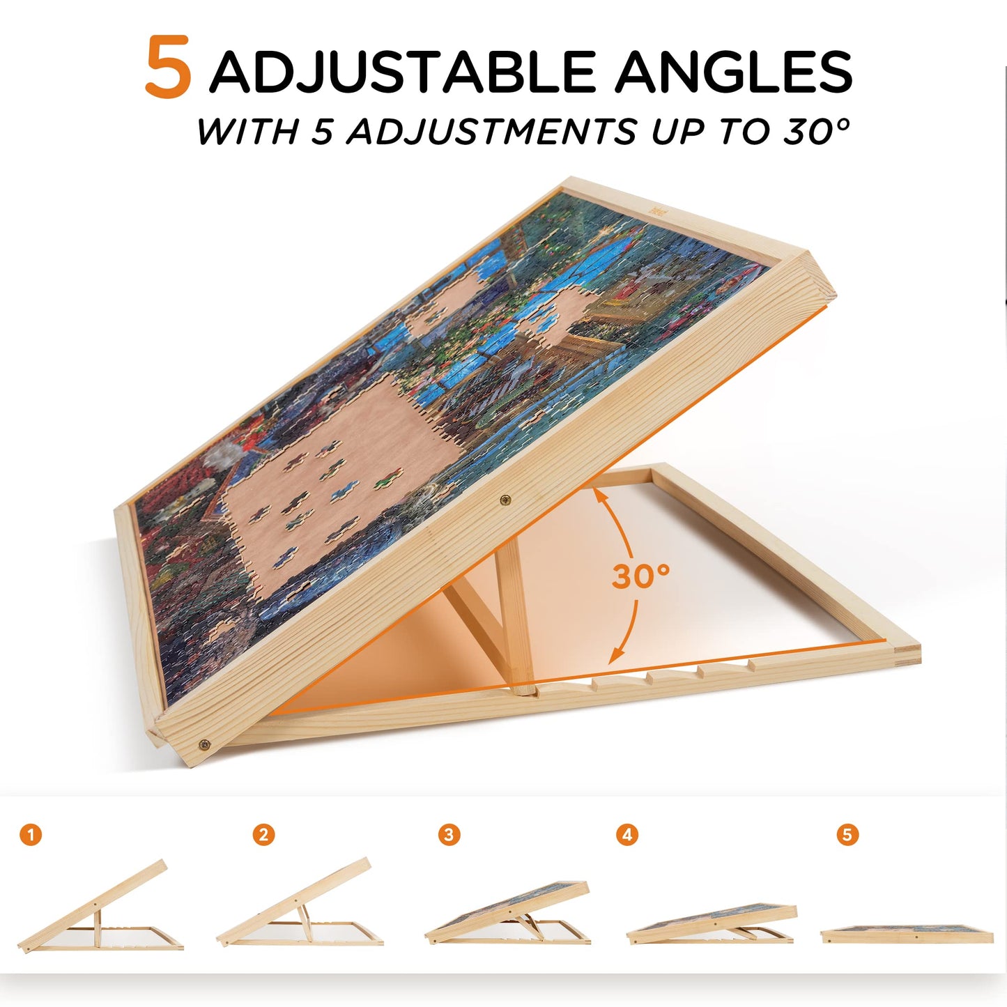 Lavievert 1000 Piece Tilting Jigsaw Puzzle Board with Wooden Cover, Adjustable Puzzle Board with Built-in Easel/Stand, Portable Puzzle Table with Non-Slip Flannel Tabletop for Adults & Kids