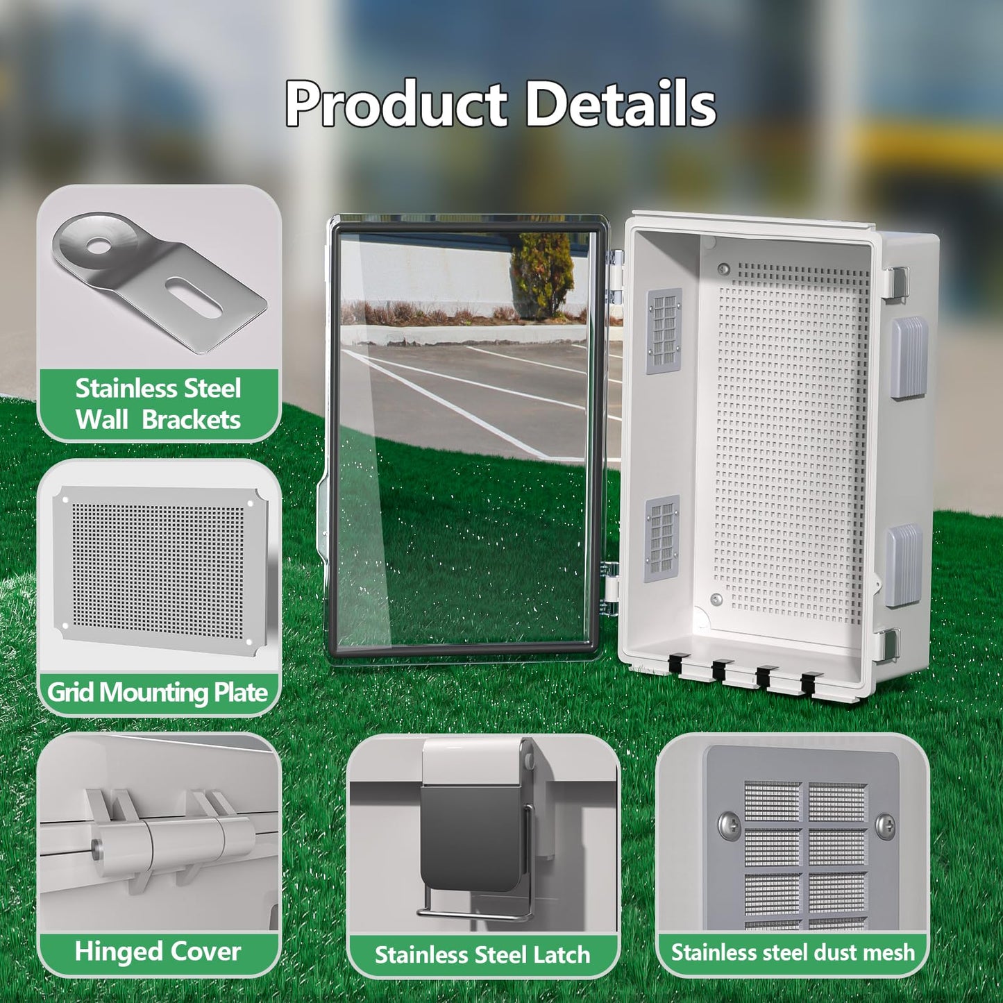 Animacyn ABS Electrical Junction Box, Ventilated Design, Cable Grommets, IP65 Waterproof Enclosure, Indoor/Outdoor Use with Mounting Panel. (Clear Cover, 15.7"x11.8"x7.1")