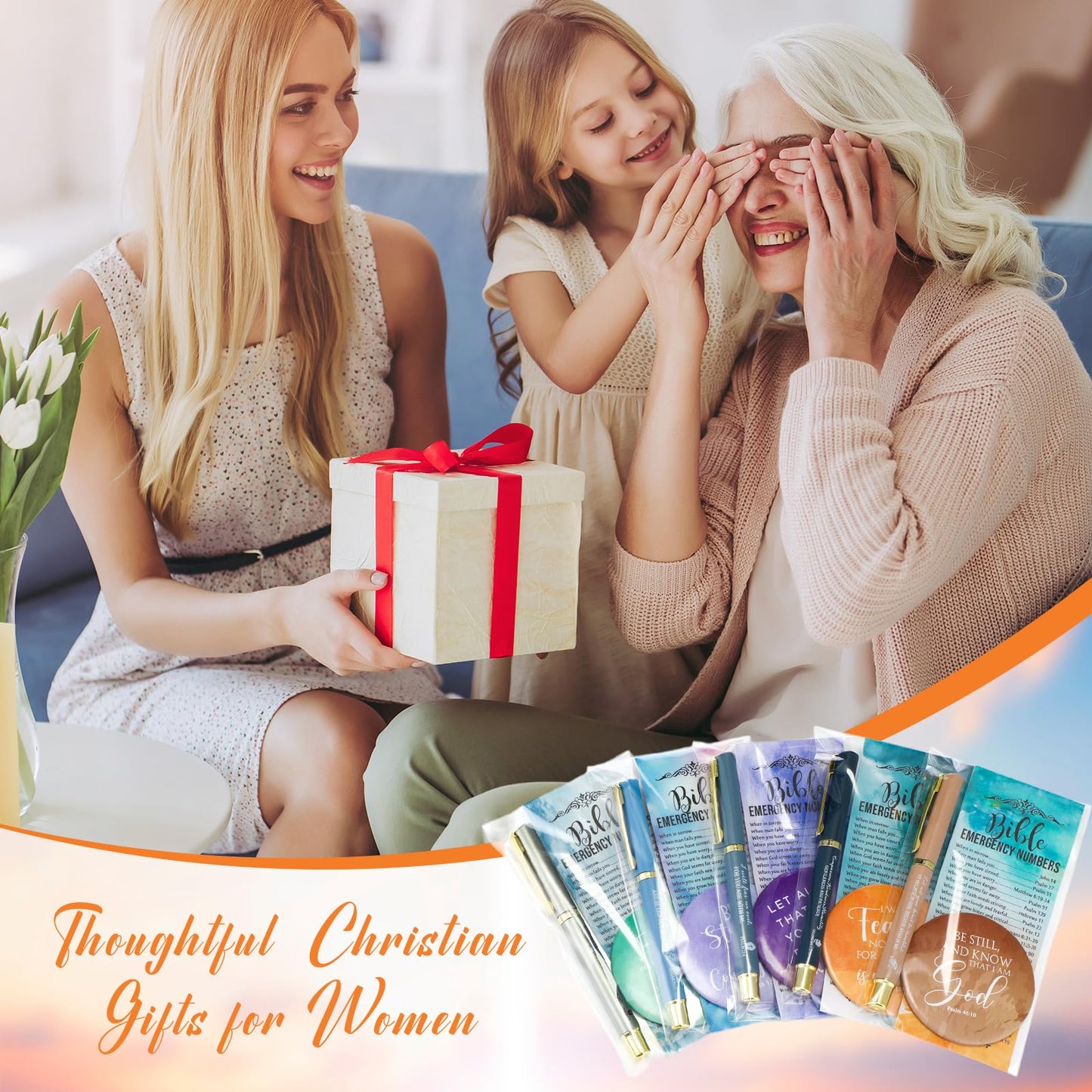 Sayglossy 50 Sets Christian Women Gifts Bulk Bible Verse Gel Pens Religious Compact Mirrors Emergency Bookmarks for Mother Grandmother Daughter Bible Study Group (Rendering Color)