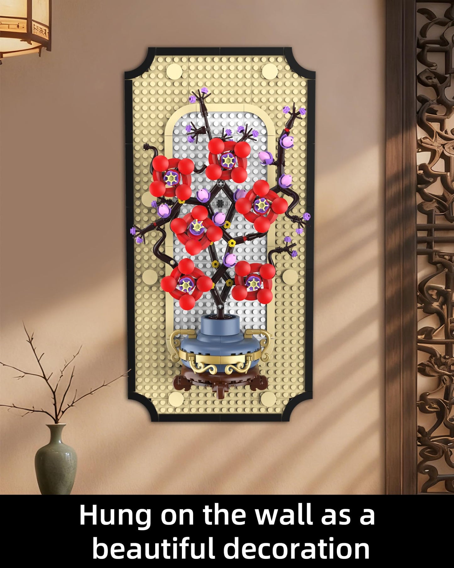 Suplanet Botanicals Plum Blossom Building Set - 3D Wall Art Frame for Botanical Collection & Home Decor Wall Art Architecture Sets, Ideal Gifts for Adult, Kids Ages 8-12 (529 PCS)