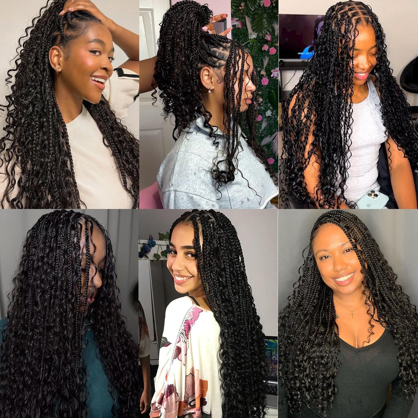 100 Percent Human Braiding Hair for Boho Braids 24 Inch Curly Human Hair for Boho Braids 2 Bundles 100g Boho Hair for Braiding Deep Wave Bulk Human Hair for Boho Knotless Braids (1B,24inch)