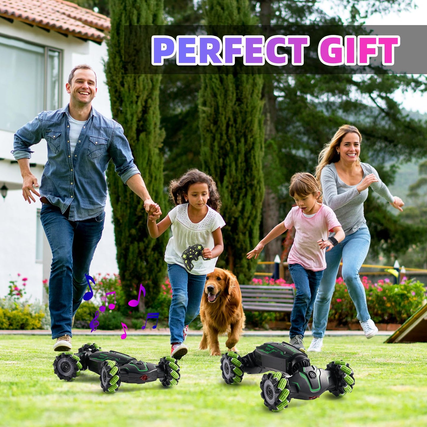 Kyanio Gesture Sensing RC Stunt Car with Light & Music & Spray - Remote Control Cars for Boys 8-12 Toys, Best Birthday Gift for Kids 6 7 8 9 10 11 12+ Years Old, Cool Hand Controlled Drift Fast RC Car