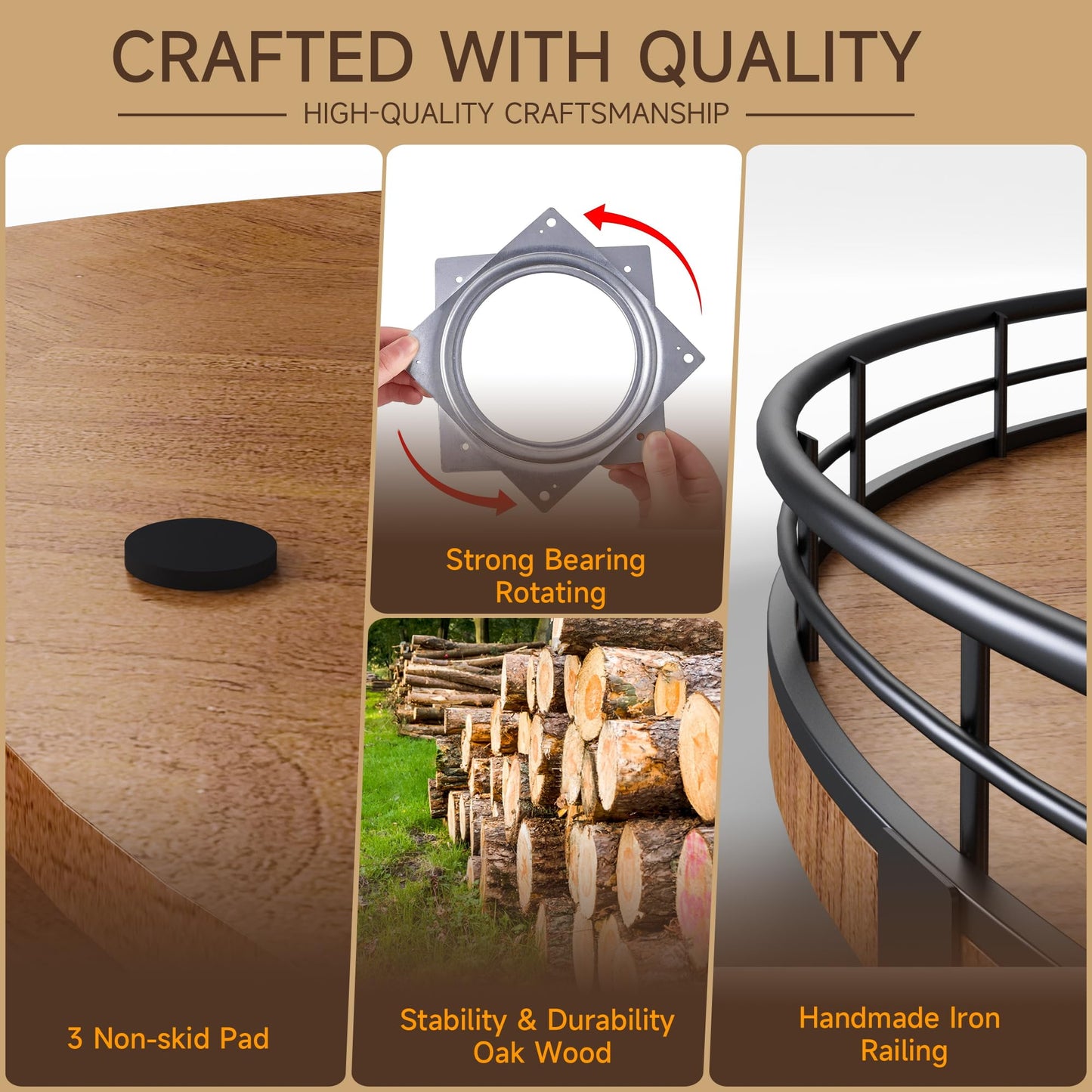 21" Lazy Susan Turntable, Wooden Organizer for Dining Table, Pantry, Kitchen, Countertop, Cupboard,Home Decor, Walnut