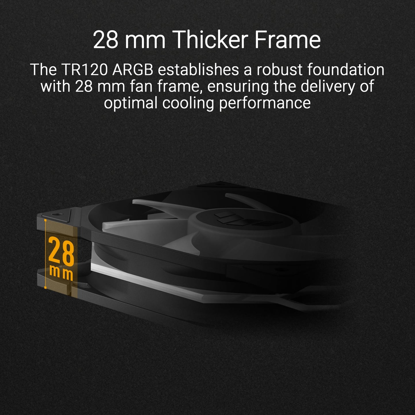 ASUS TUF Gaming TR120 ARGB Fan - Black - Triple Pack Higher Cooling Performance Extra-Thick 28mm Fan Frame, Exclusive Double-Layered LED Matrix Design with 16 Addressable RGB LEDs, Aura Sync