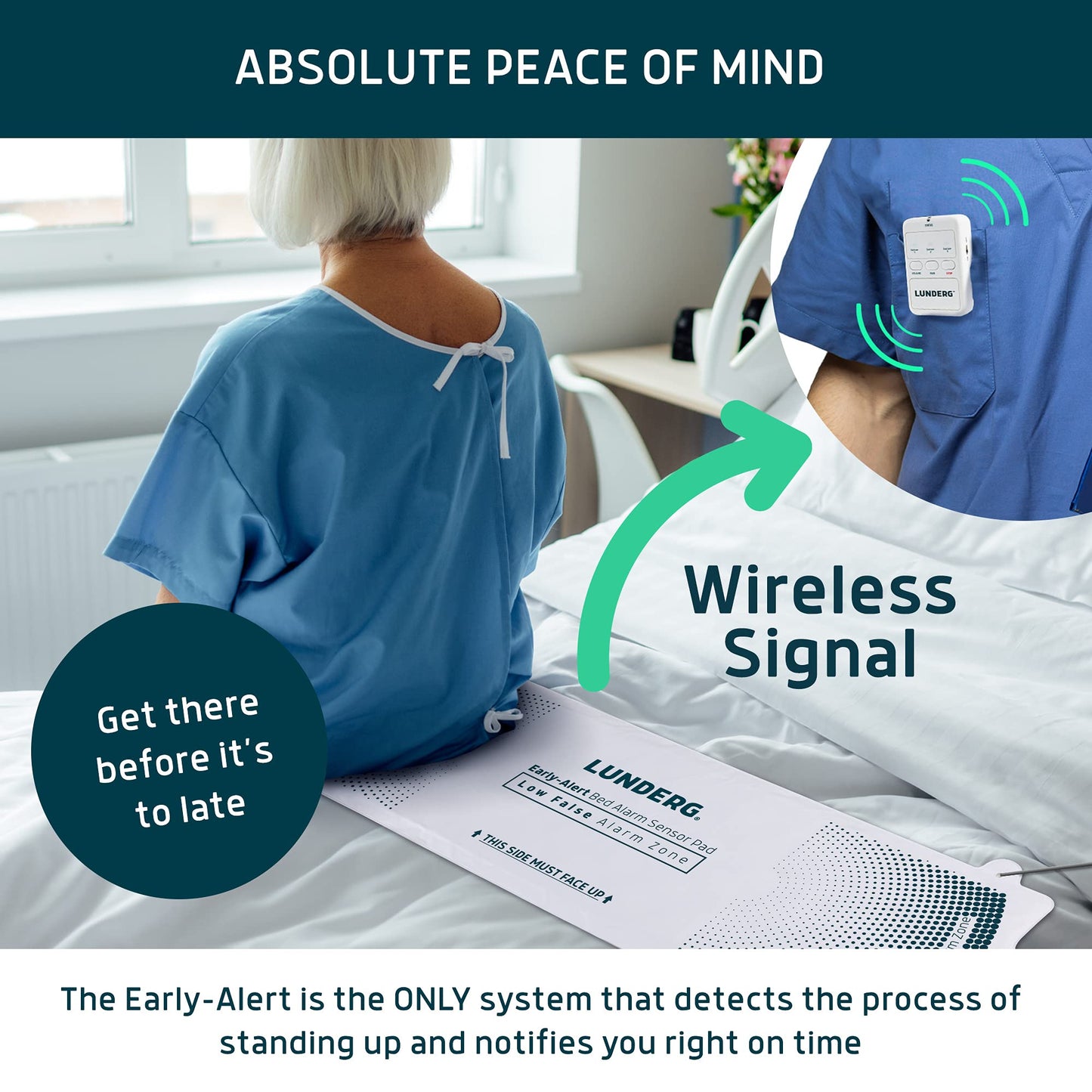 Lunderg Replacement Pager - Sensor Pad NOT Included - Wireless Caregiver Monitor Bed & Chair Alarm Systems - Replace a Broken Pager or Add a Second Pager for Extra Room Coverage