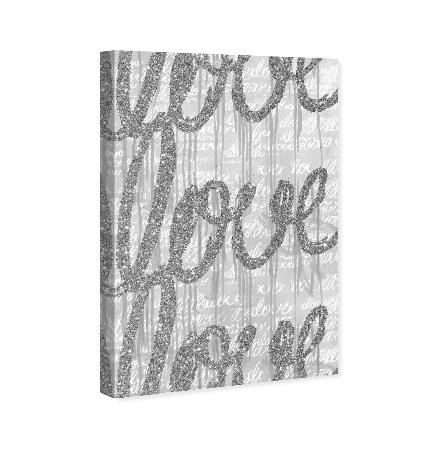 The Oliver Gal Artist Co. Oliver Gal Round Tall Glitter' Silver Typography Wall Art Print Premium Canvas, 20" x 30", Gray