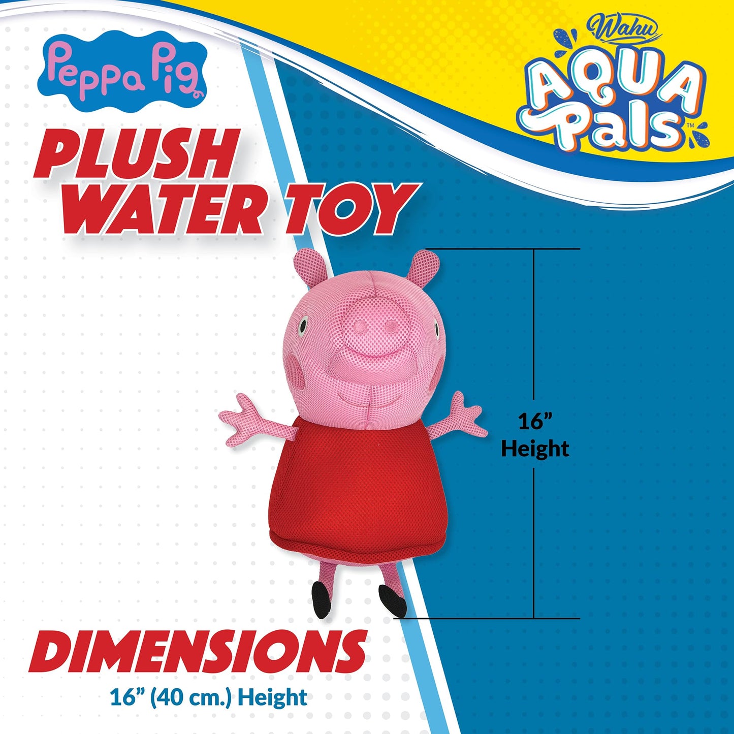 Wahu Aqua Pals Peppa Pig Medium - Plush Water Toy - Use at The Pool, Beach, Backyard, Bathtub or Indoors