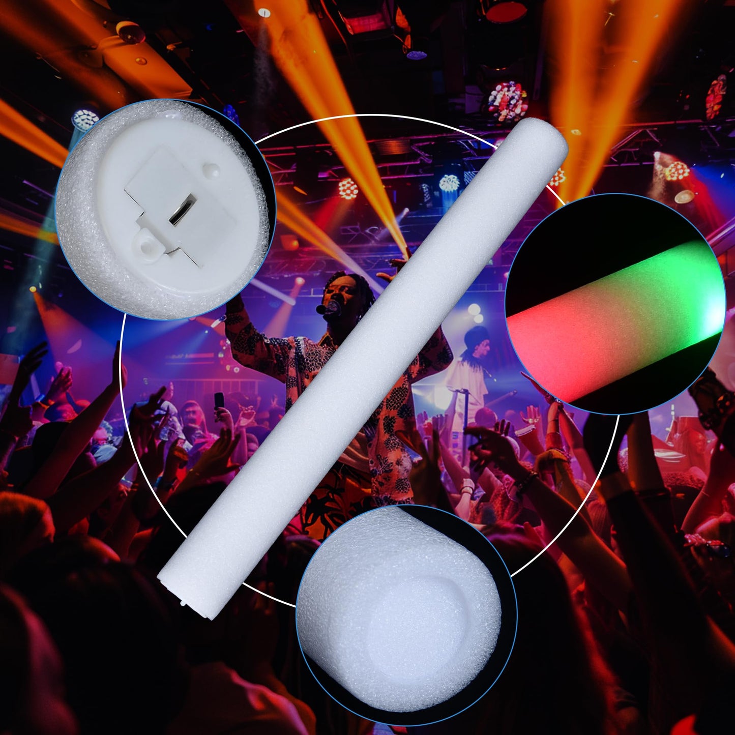 68 Pack led foam glow sticks bulk,wedding glow sticks for reception props,white light-up sticks for adults wedding,light up foam sticks,party light sticks pack,light sticks for parties bulk.