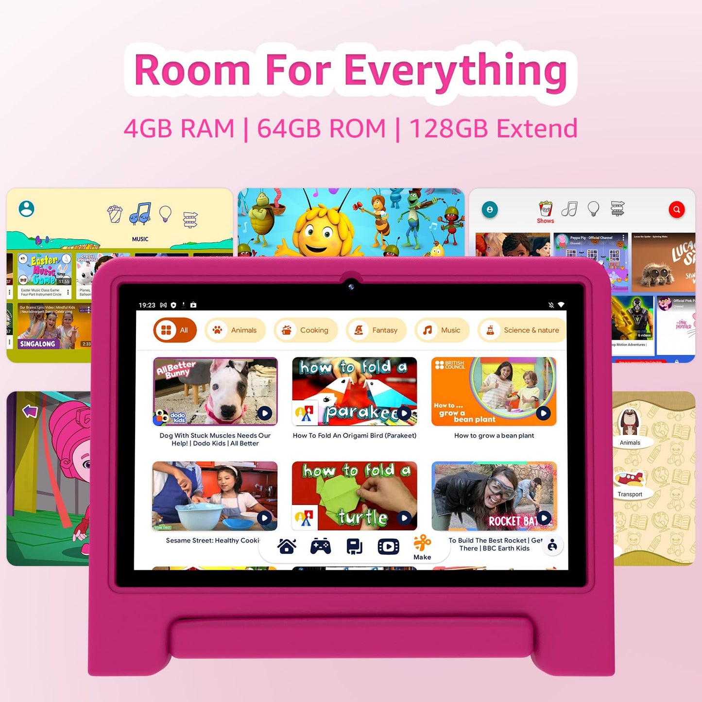 ApoloSign Kids Tablet 10 Inch Tablet for Kids, Learning Tablet with Android 13, WiFi, BT5.0, Dual Camera, Pre-Installed Educational App, Parental Control, Shockproof Case for Boys Girls(Pink)