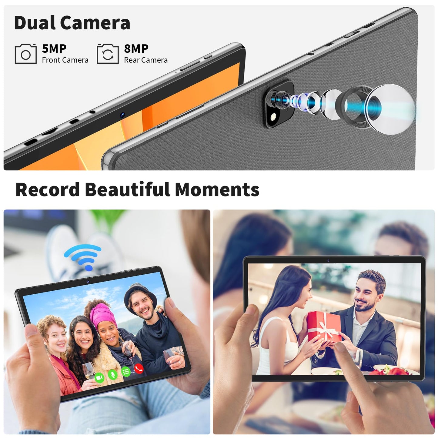 Android Tablet with Keyboard, Android 14 Tablet, 12(6+6)GB+128GB, 1TB Expand, 2 in 1 Tablet, 10 inch Tablet with Case, Mouse, Stylus, 8000mAh Battery, 2.4G/5G WiFi, GPS, Certified Tablet PC, Green