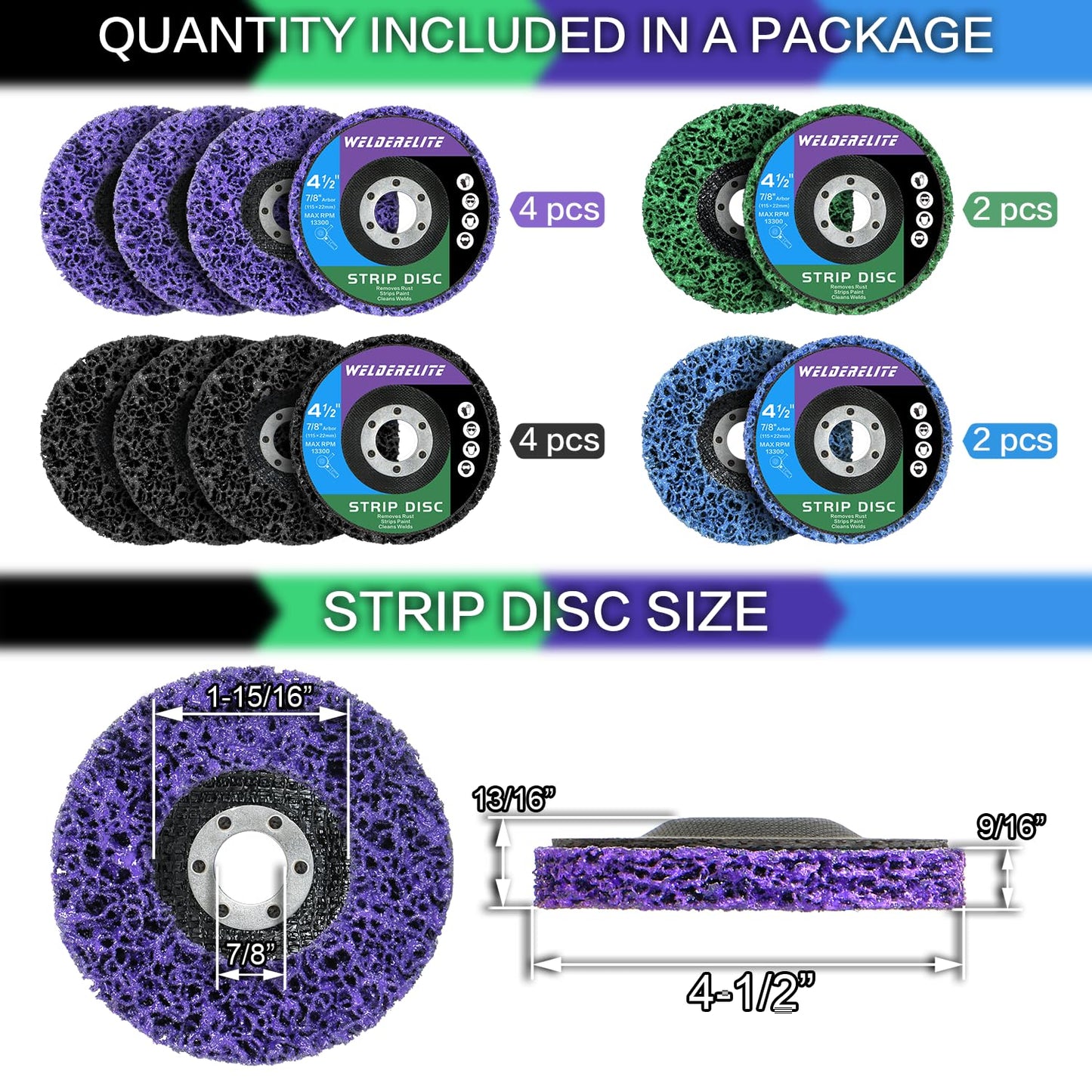 WelderElite 12-Pack Paint Stripper Discs for Angle Grinder, 4-1/2" x 7/8" - Multi-Surface Rust, Paint, and Oxide Removal Wheels for Metal and Wood