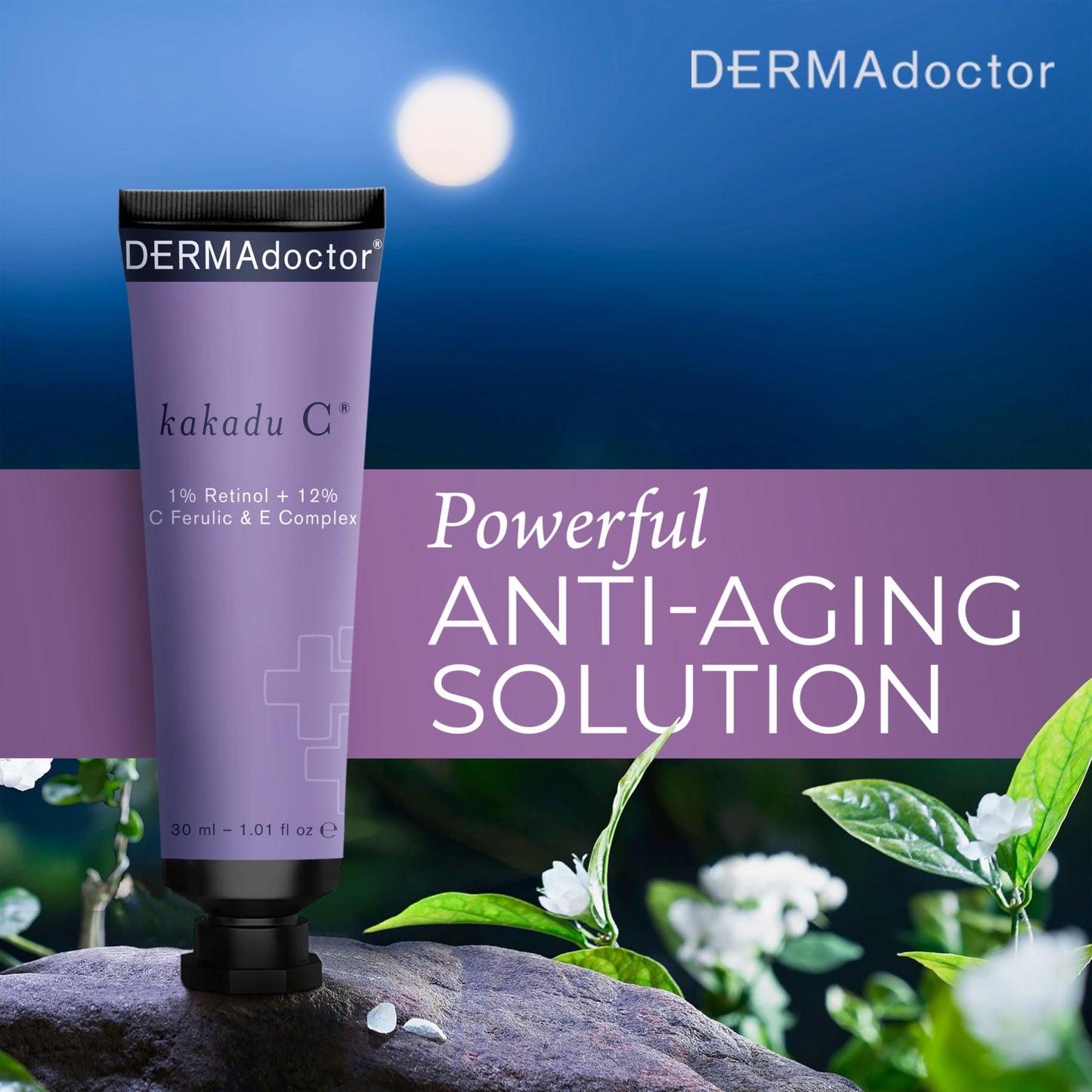 DERMAdoctor Kakadu C Dermatologist Formulated 1% Retinol Cream + Vitamin C, E Ferulic Complex, Anti Aging Face Cream to Brighten, Smooth and Firm. Hyperpigmentation Treatment for Face - 1.01 fl oz