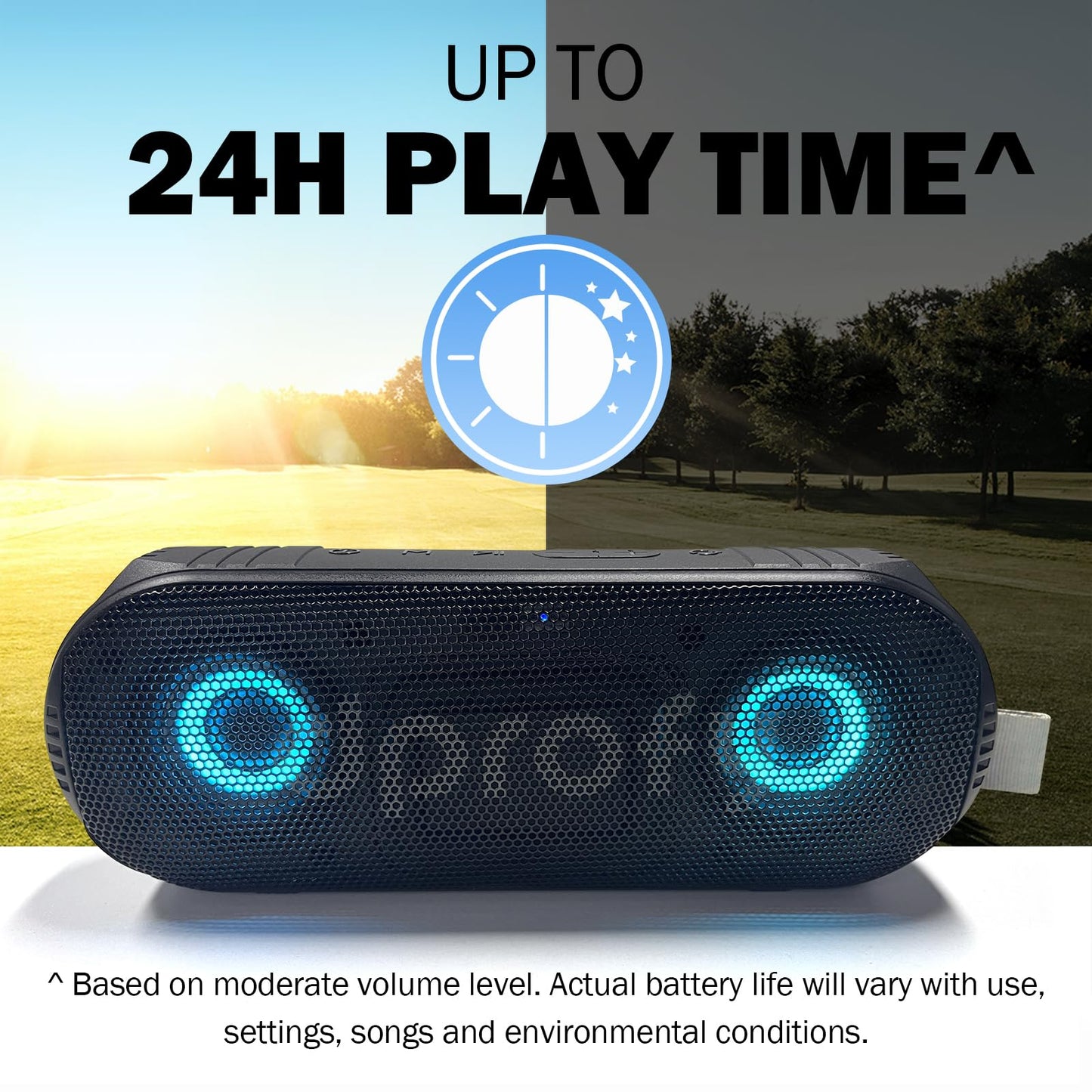 Dprofy New Play 2 Rounds of Golf, Magnetic Bluetooth Golf Speaker Golf Cart Speaker, Stereo Sound Portable Pro Wireless Waterproof Speaker with Rich Bass, Golf Accessories Golf Gifts (with Light)