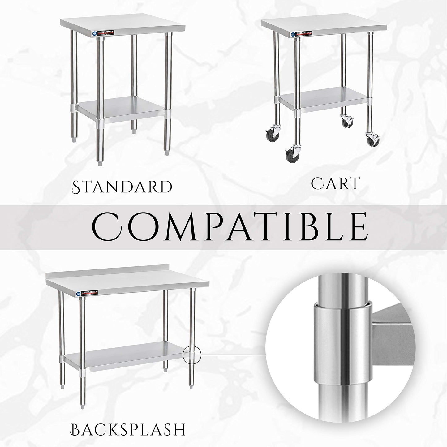 DuraSteel Galvanized Under Shelf for Work Tables - Extra Adjustable Lower Shelf for 24" x 18" Stainless Steel and Wooden Worktables - Fits for use in Restaurant, Warehouse, Home, Kitchen, Garage