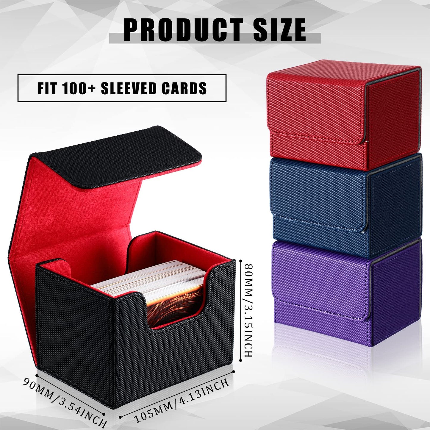 Vicenpal 10 Pieces Leather Deck Game Card Box Magnetic Card Game Case for 100 Plus Gaming Storage Containers Compatible with MTG Deck Boxes,10 Colors