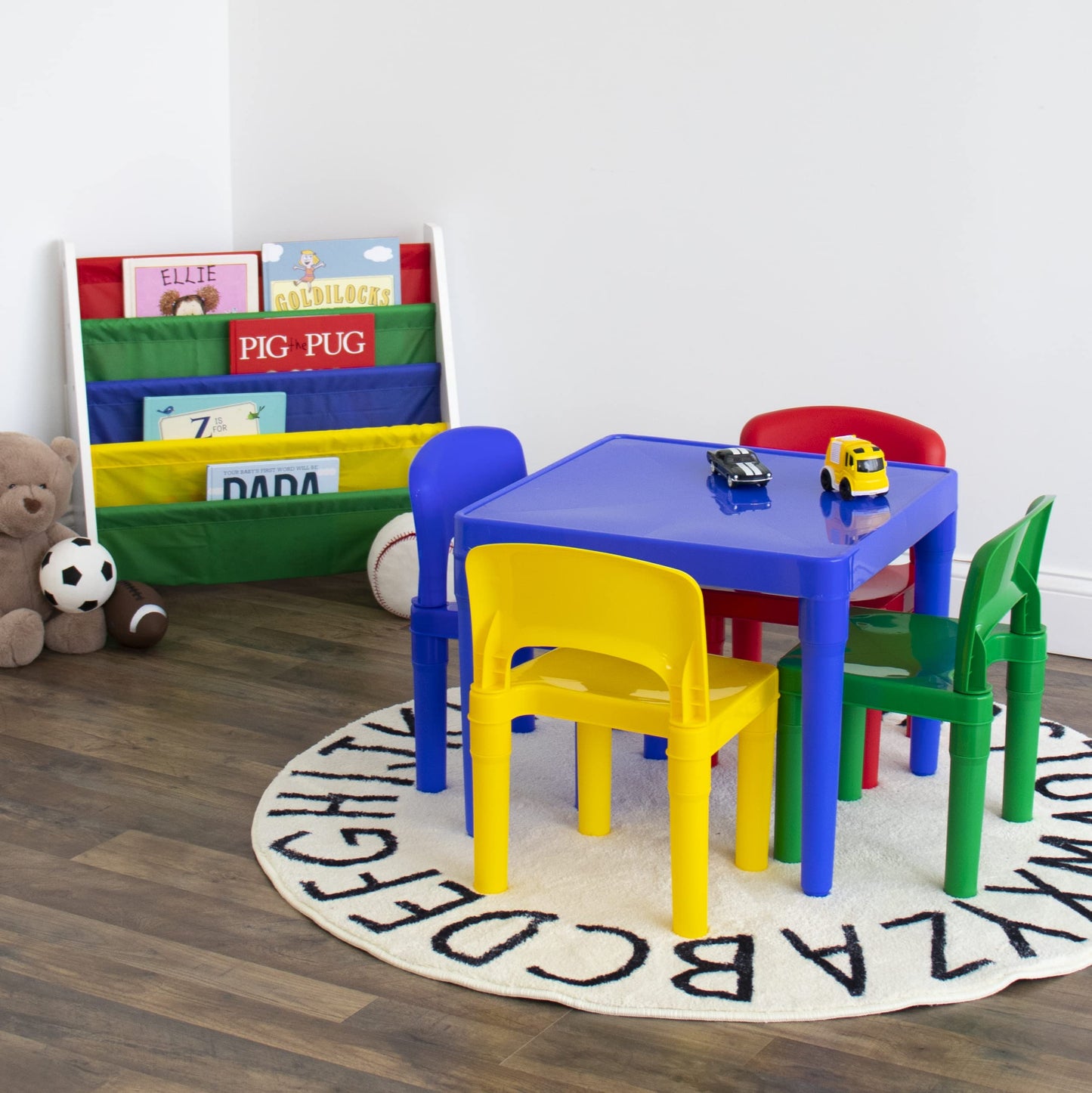 Tot Tutors Kids 5 Piece Square Table and Chair Set