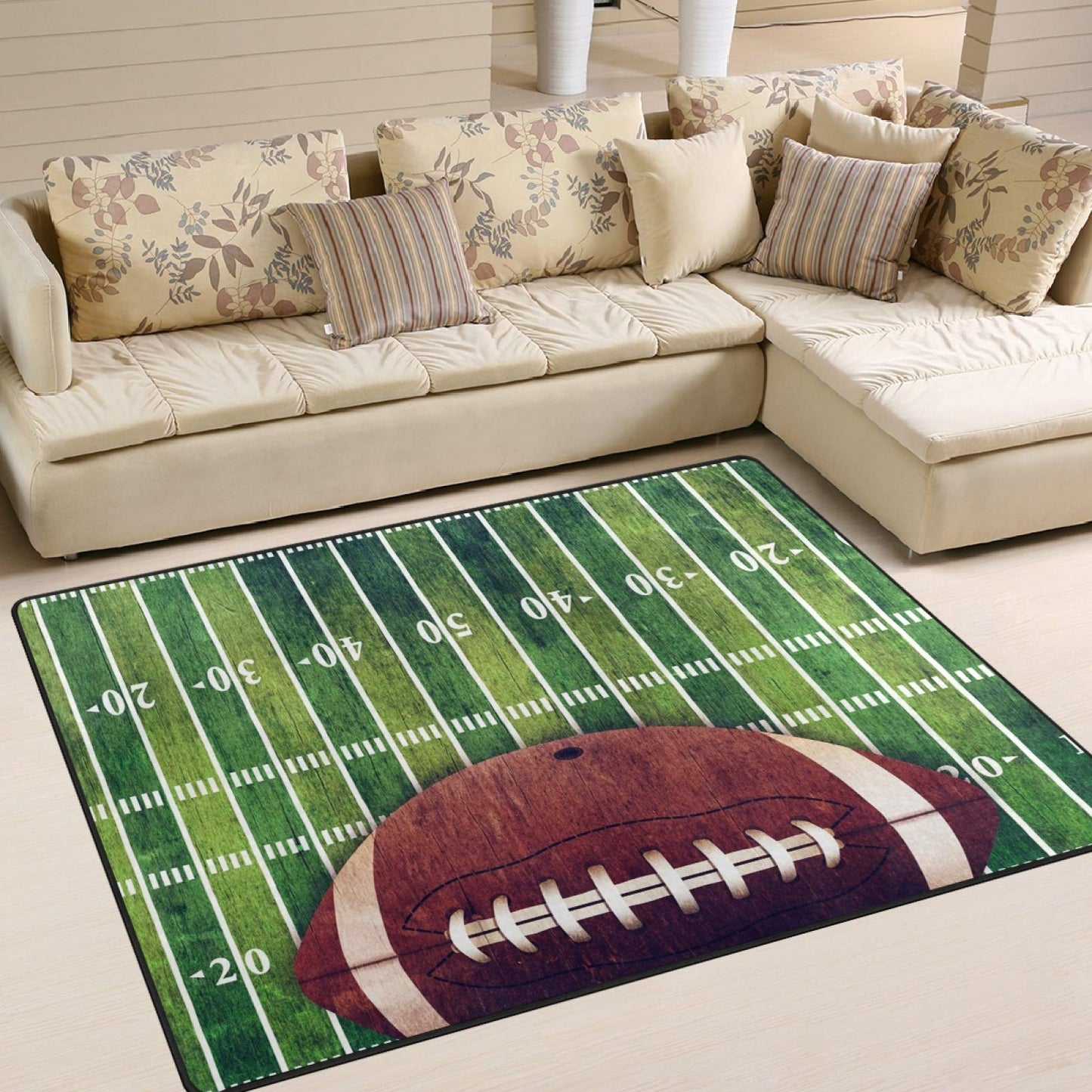 ALAZA Grunge American Football Field Non Slip Area Rug 4'10" x 6'8" for Living Dinning Room Bedroom Kitchen Hallway Office Modern Home Decorative