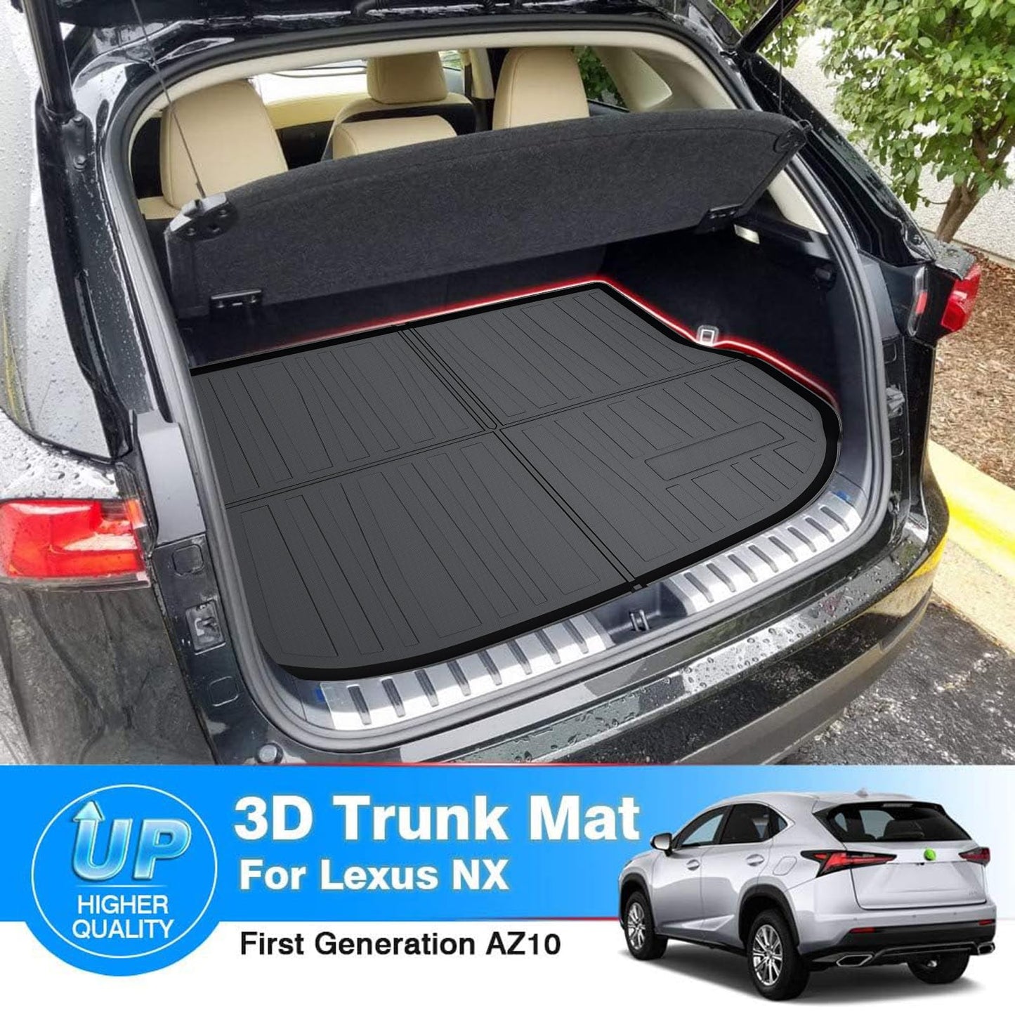 Powerty Trunk Mat for 2015-2020 2021 Lexus NX200t NX300 NX300h Accessories Cargo Mats TPO All Weather Cargo Liner Heavy-Duty Trunk Liners