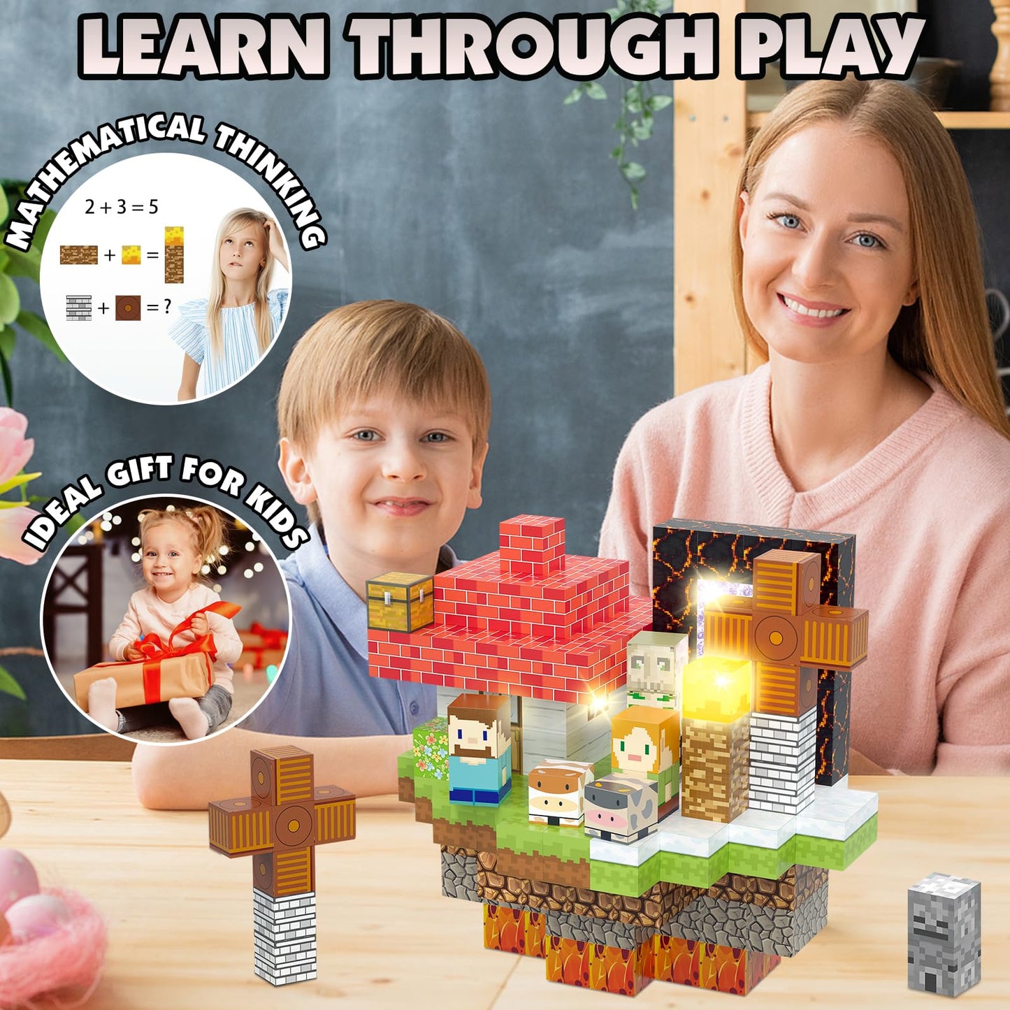 AIDYVOI 200PCS Magnetic Blocks Building Toys Set, Light Up Magnet Cubes, 3D Magnetic Building Blocks for Kids Boys Girls Ages 3+, STEM Sensory Christmas Birthday Present Construction Toys