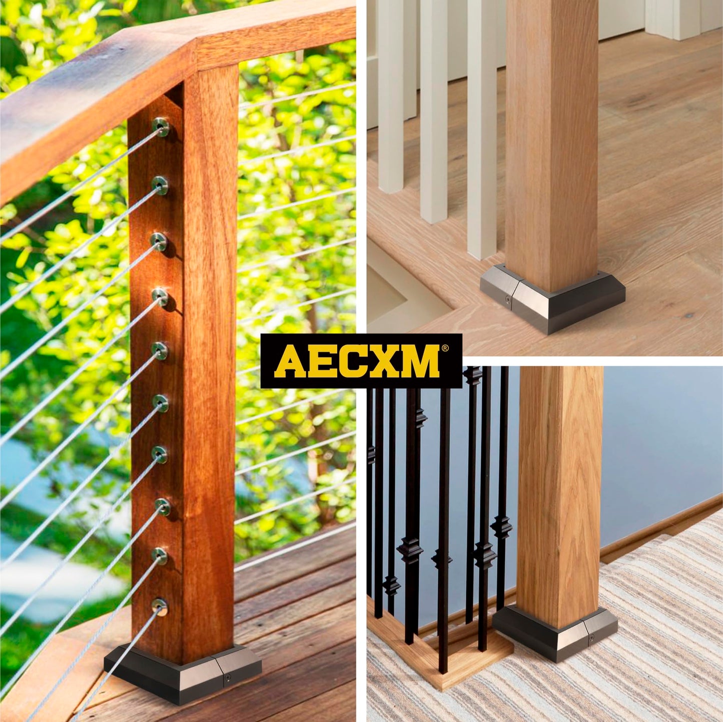 12Pack 3.5"x 3.5" Aluminum Deck Post Base Cover, Split Post Cover Skirts for Deck Railings丨Stairs丨Porches Black