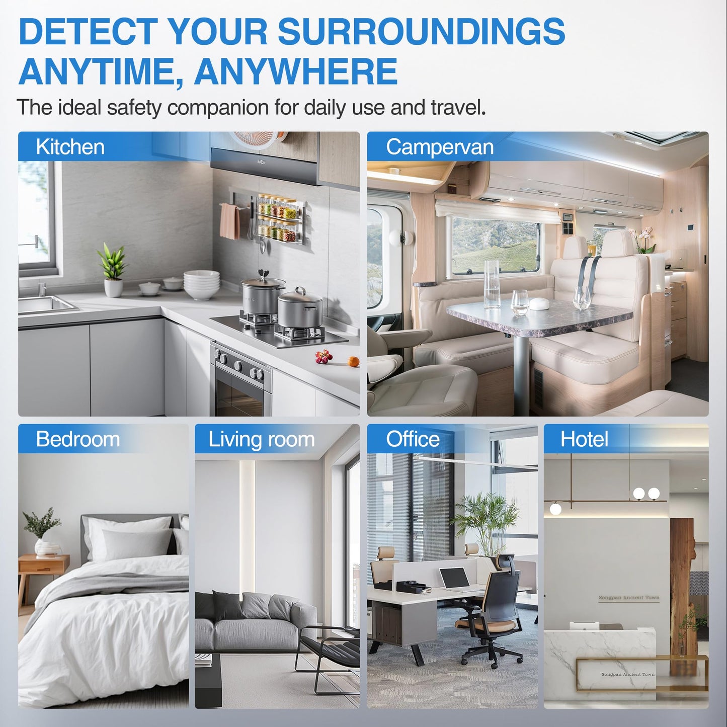 4-in-1 Portable Carbon Monoxide Detectors Plug-in – Natural Gas Leak Detector, Methane & CO Alarm with Dual Sensor, Temperature & Humidity Display for Home, RV, Travel, 3 Pack