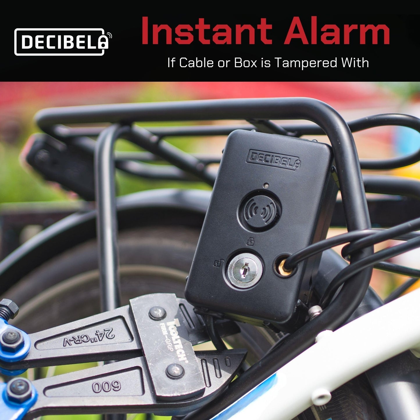 Decibel 15ft Cable Lock with 100dB Alarm, Security Cable and Bike Lock Cable for Outdoor Gear & Power Tools