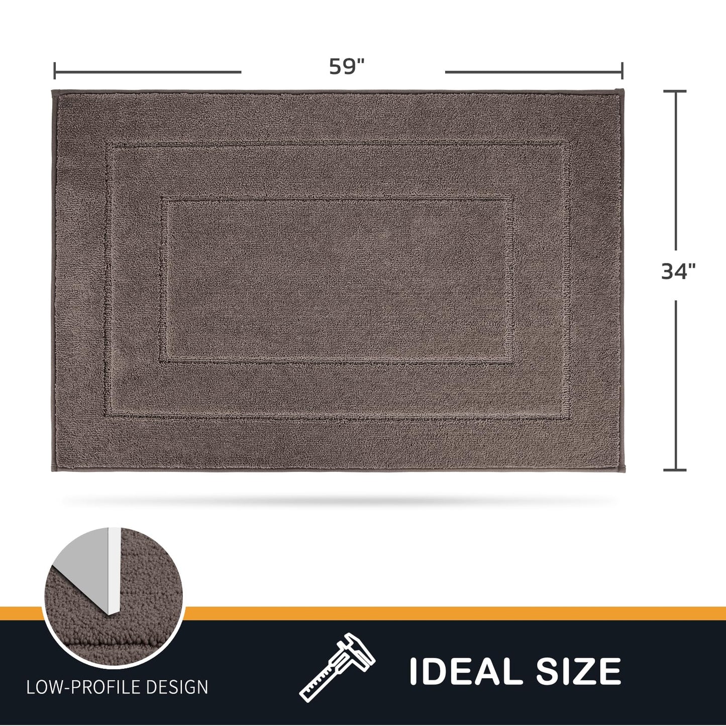 PURRUGS Dirt Trapping Door Mat 34" x 59", Non-Slip/Skid Machine Washable Entryway Area Rug, Dog Doormat, Super Absorbent Welcome Mat for Muddy Wet Shoes and Paws, Grayish Brown