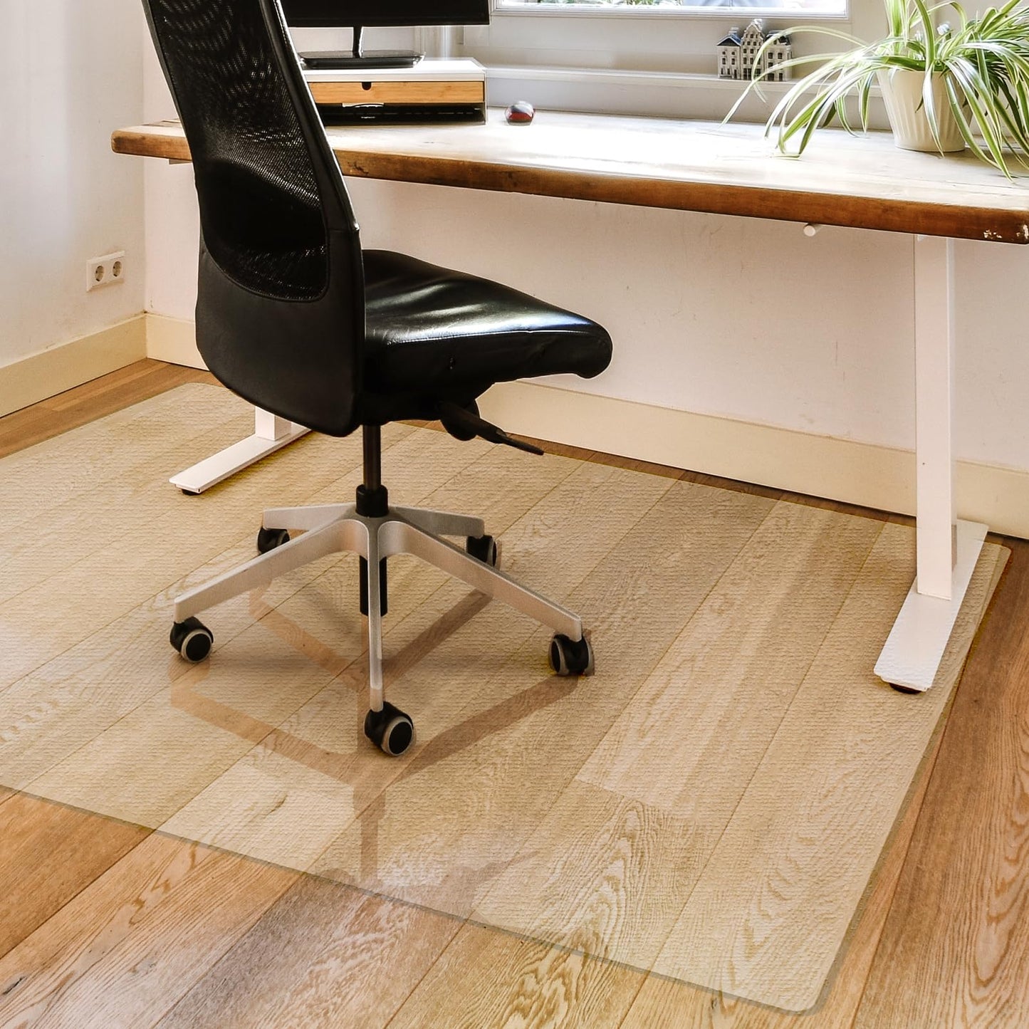 Office Chair Mat for Hardwood Floor: 63"x 51" Extra Large Chair Mats for Hardwood and Tile, Clear Desk Chair Mat for Rolling Chair and Computer Desk, Heavy Duty Plastic Floor Protector for L Desk