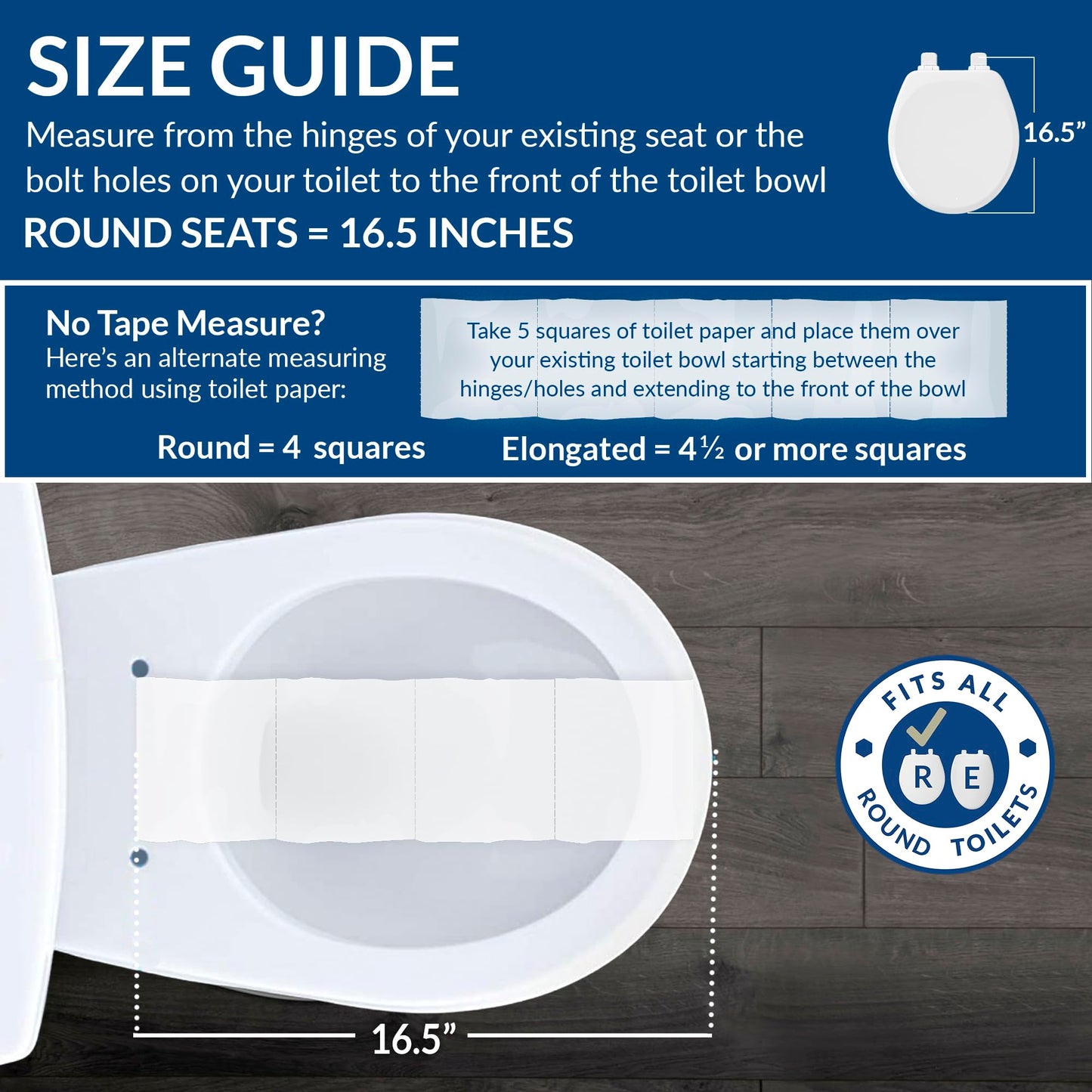 Mayfair Collins Slow Close Toilet Seat, Durable Plastic Seat with Extra Stability Bumpers and Secure Hinges, Made in USA, Round, White