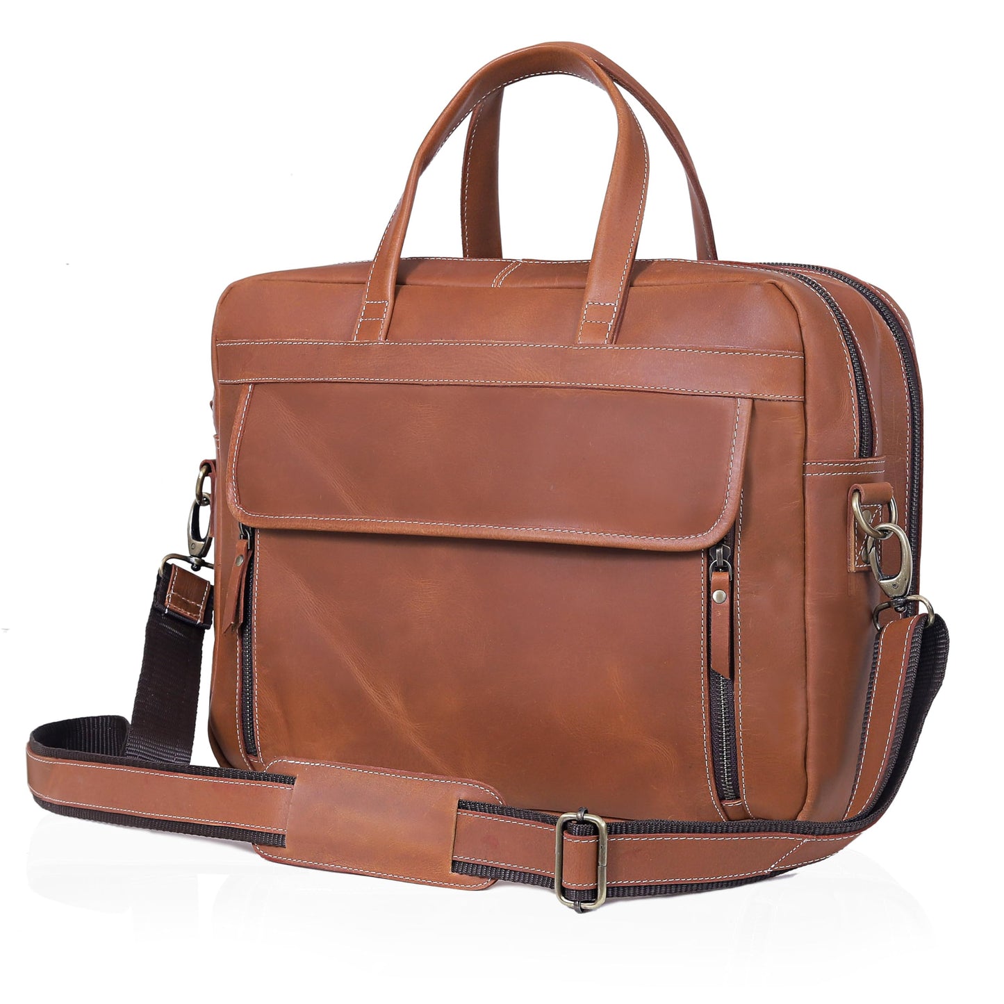 18 Inch Full Grain italian Leather Briefcase for Men, Top Choice Gifts, Handcrafted Laptop Bag (TAN) (16 inch)