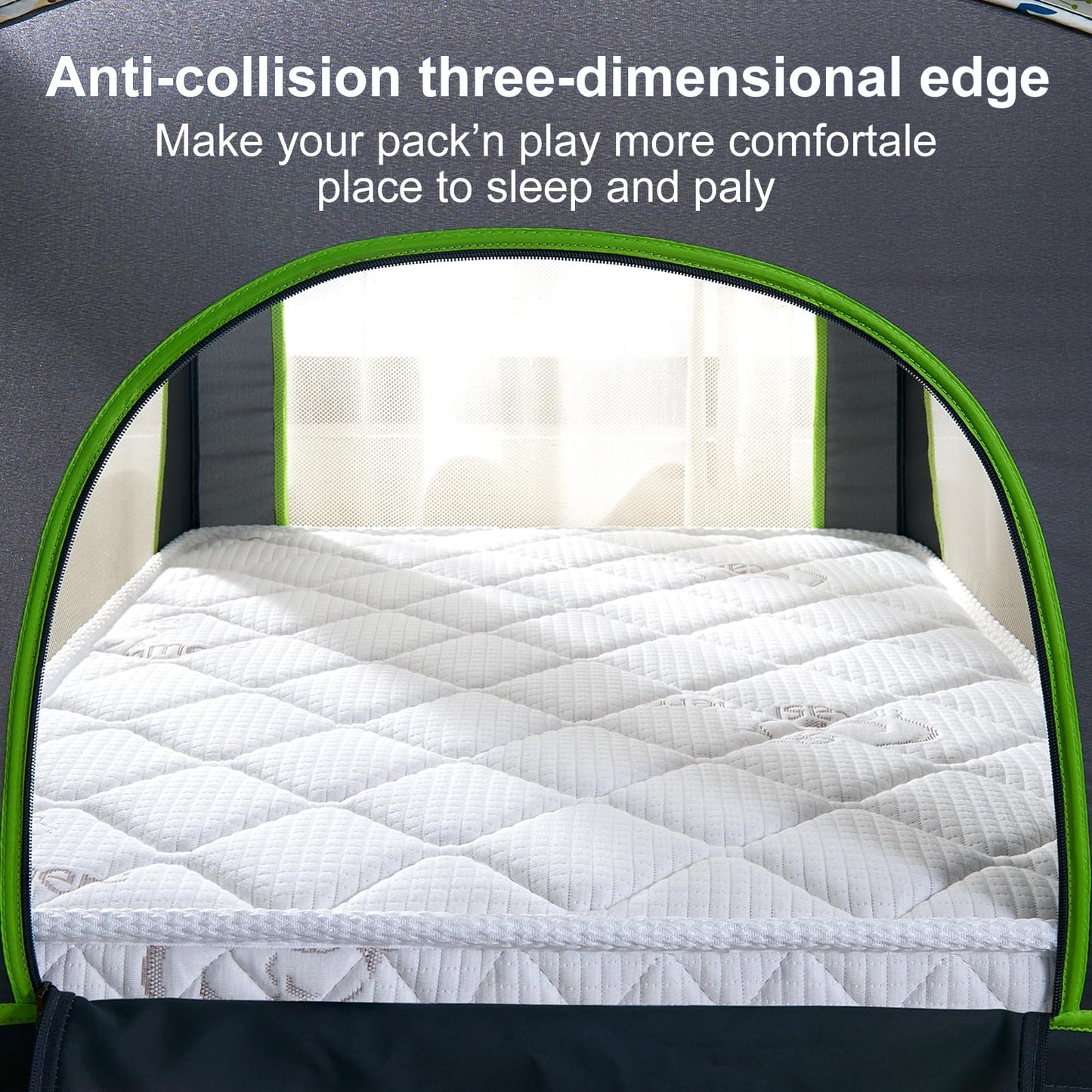 Pack and Play Mattress - 38" x 26"- Premium Knitted Fabric Safety Reinforced Play Yard Mattress - Fits for Graco & Baby Trend & Pamo Babe Playard, Firm Support and Comfort Foam,White