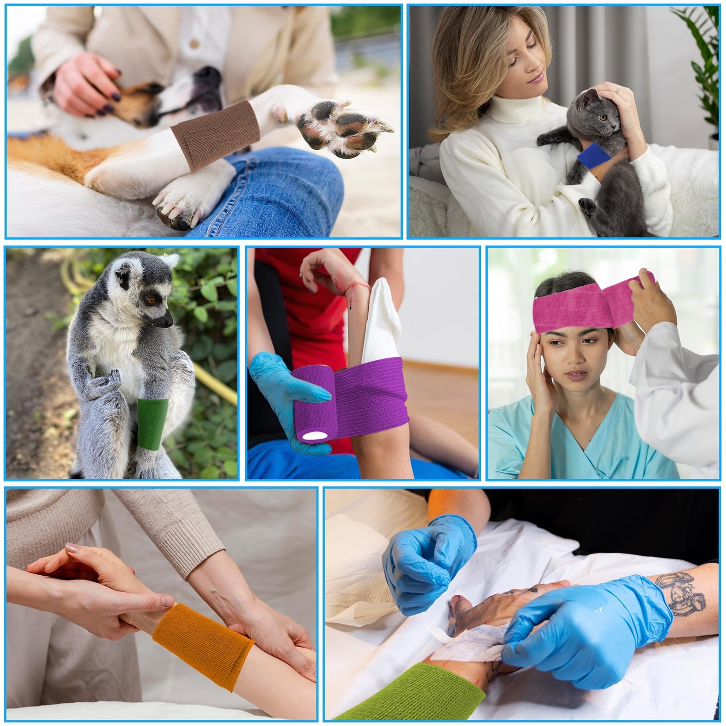 60 Pack Colorful Self Adhesive Bandage Wrap Bulk 3 Inch x 5 Yards Cohesive Bandage,Vet Wrap Breathable Elastic Self-Adherent Tape for Stretch Athletic Sports Wrist Ankle Dogs Pet Vet Wrap
