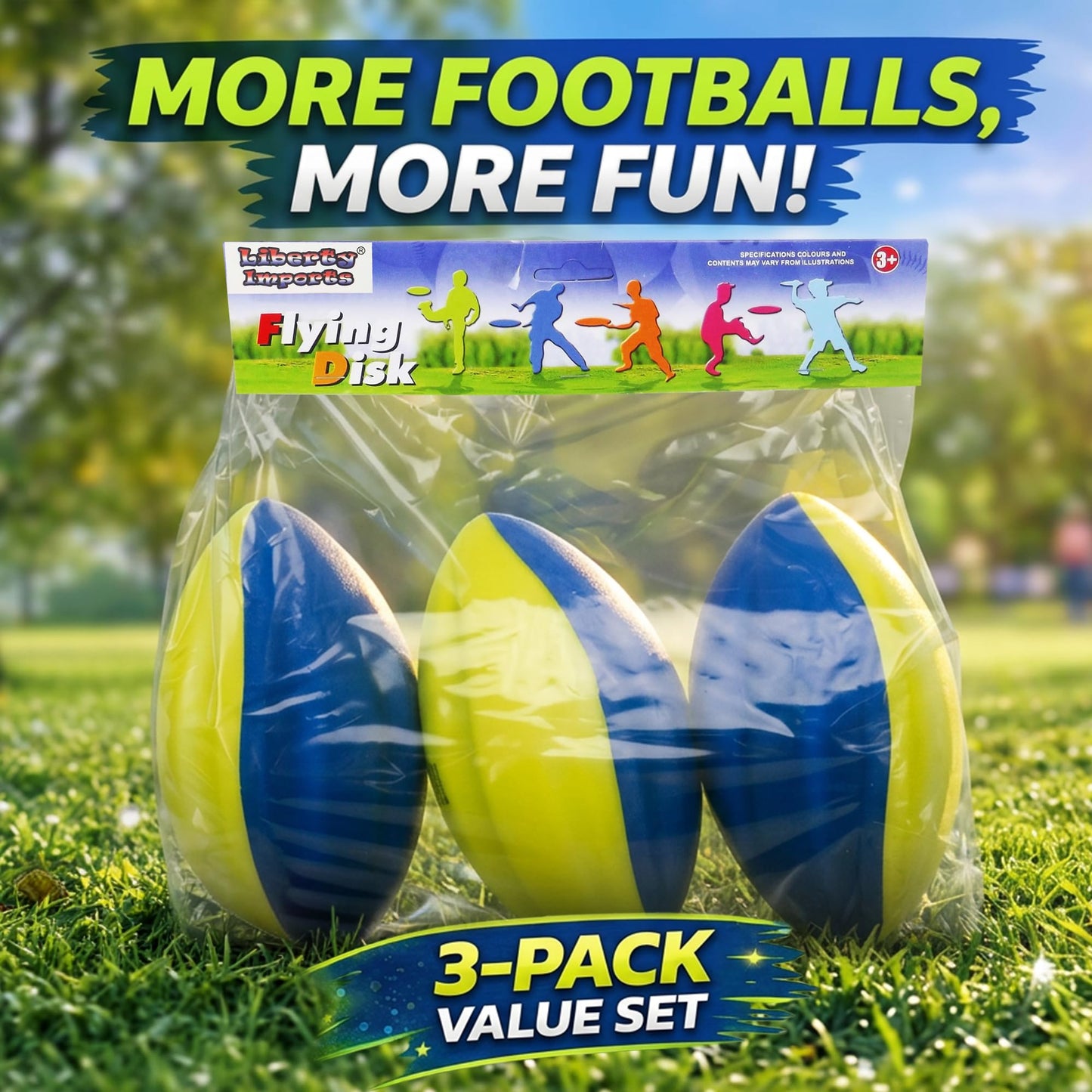 8.5" Foam Spiral Football PU Soft Balls, Set of 3, for Kids Sports Training Practice Indoor Outdoor Play