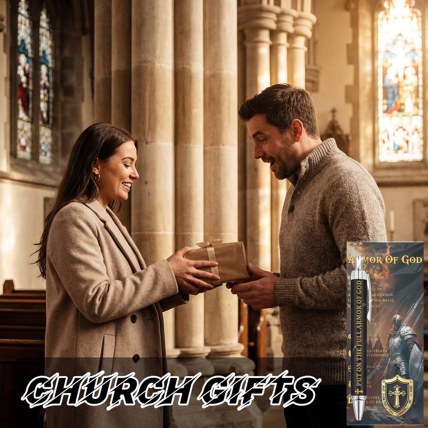 Sayglossy 200 Pcs Armor of God Gifts Bulk, Fathers Day Christian Church Gifts Ballpoint Pen and Inspirational Bookmark, Pins, Opp Bags for Men Pastor Church Group