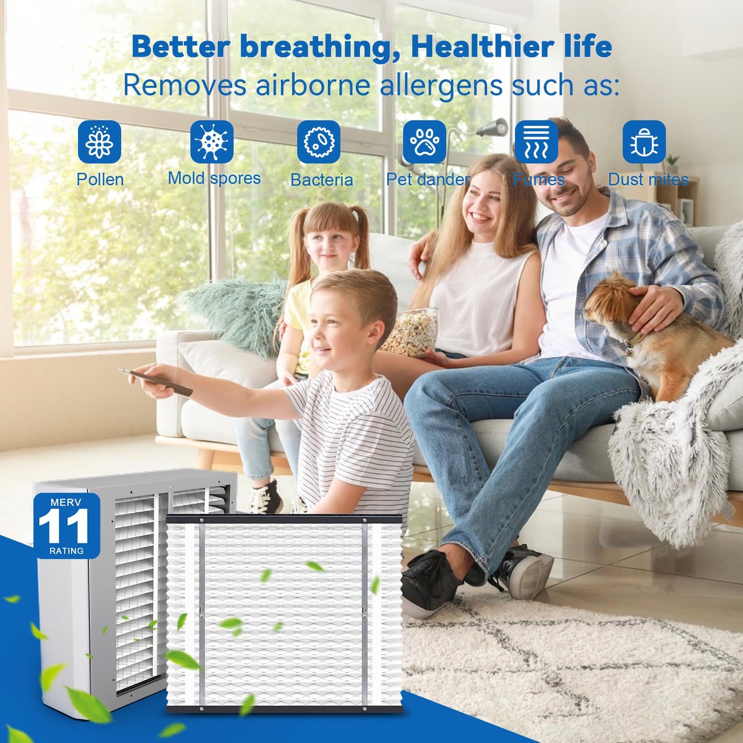 2-Pack 410 Replacement Filter Compatible with AprilAire Whole House Air Purifiers Models 1410, 1610, 2410, 2416, 3410, 4400, MERV 11 Air Purifiers, Size:16x25x4(Actual size:16.69x27.8x4.02in)