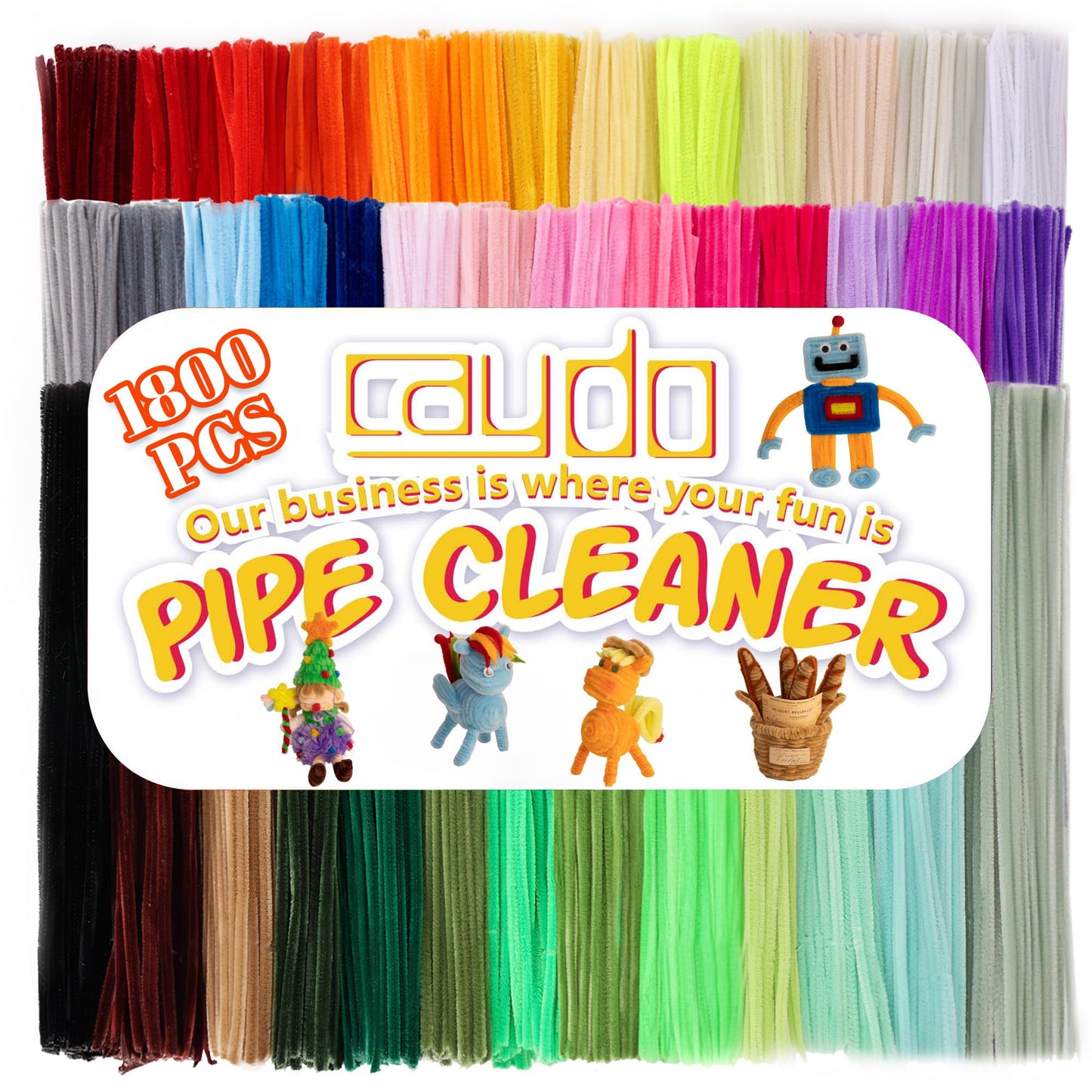 Caydo Pipe Cleaners Coloreful Chenille Stems for Art and Crafts, Childrenās Craft Supplies (6 mm x 12 inch) (2600)