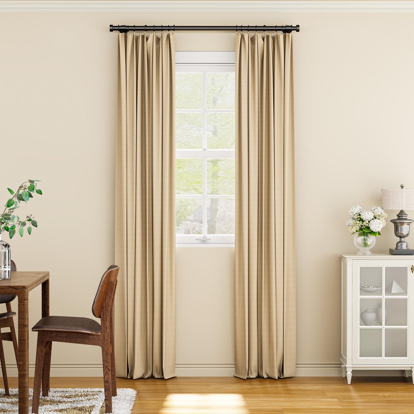 YaFex 2 Pack Heavy Duty Curtain Rods 32-60 Inch, 1 Inch Black Adjustable Curtain Rod for Windows, Short Window Treatment Rods Set with Aluminium Finials, Modern Design