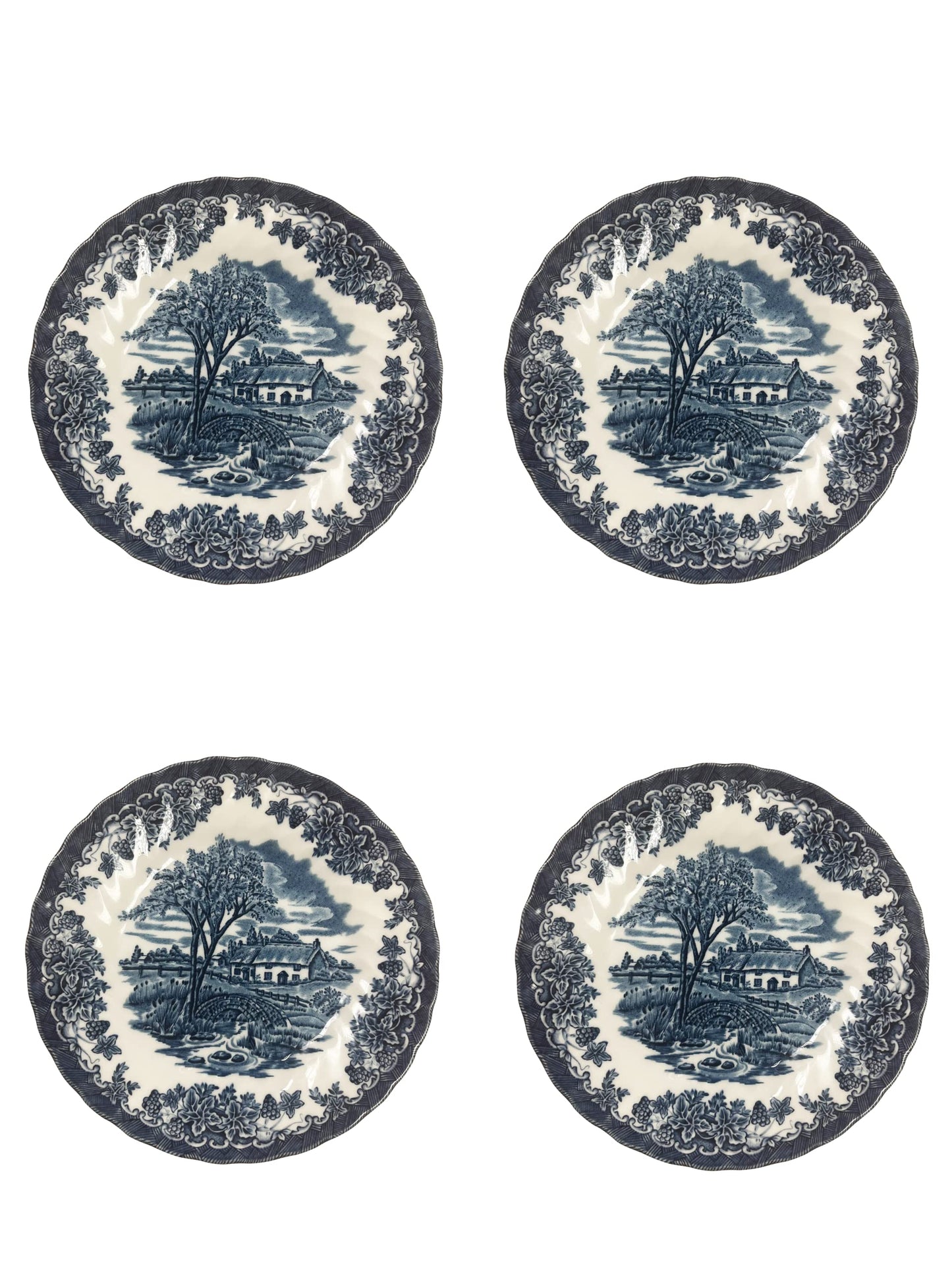 Churchill Brooke Blue Chelsea Dinner Plate 10", Set Of 4, Made In England