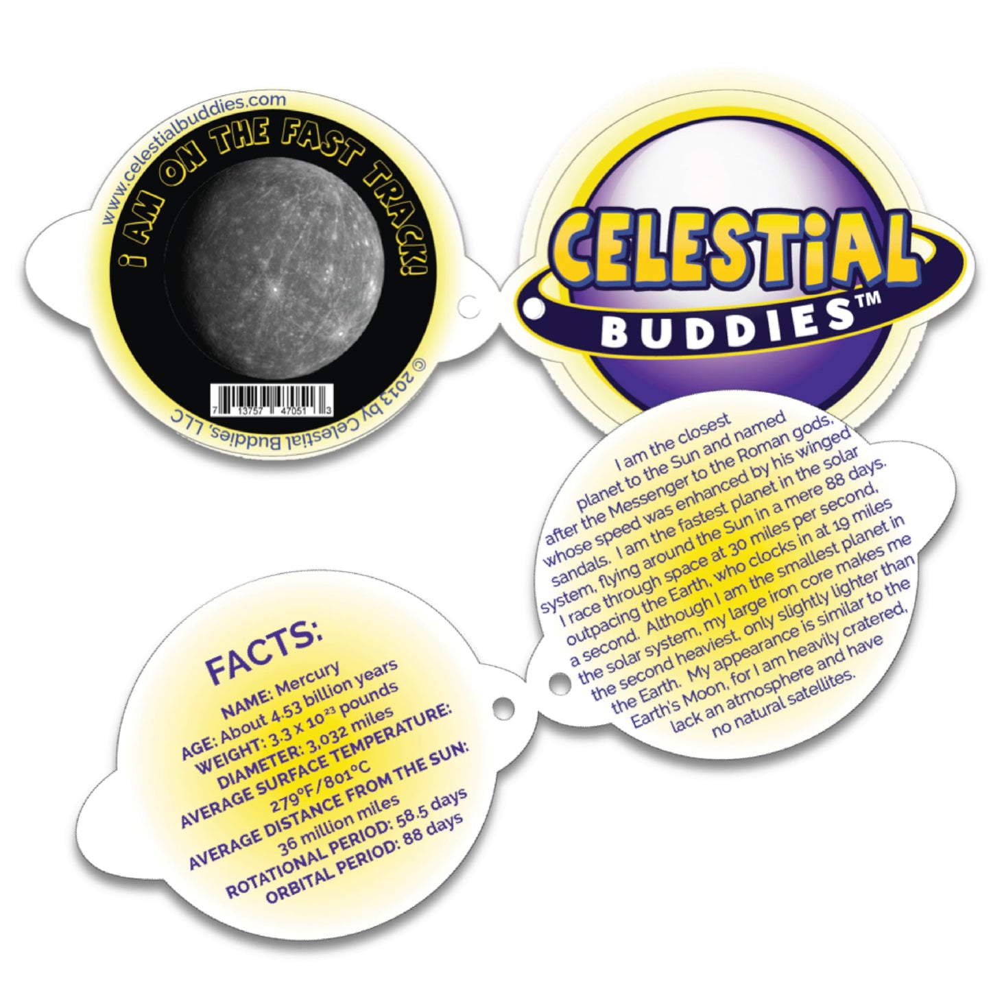 Celestial Buddies Mercury Buddy Science Astronomy Space Solar System Educational Plush Blue Planet Toys