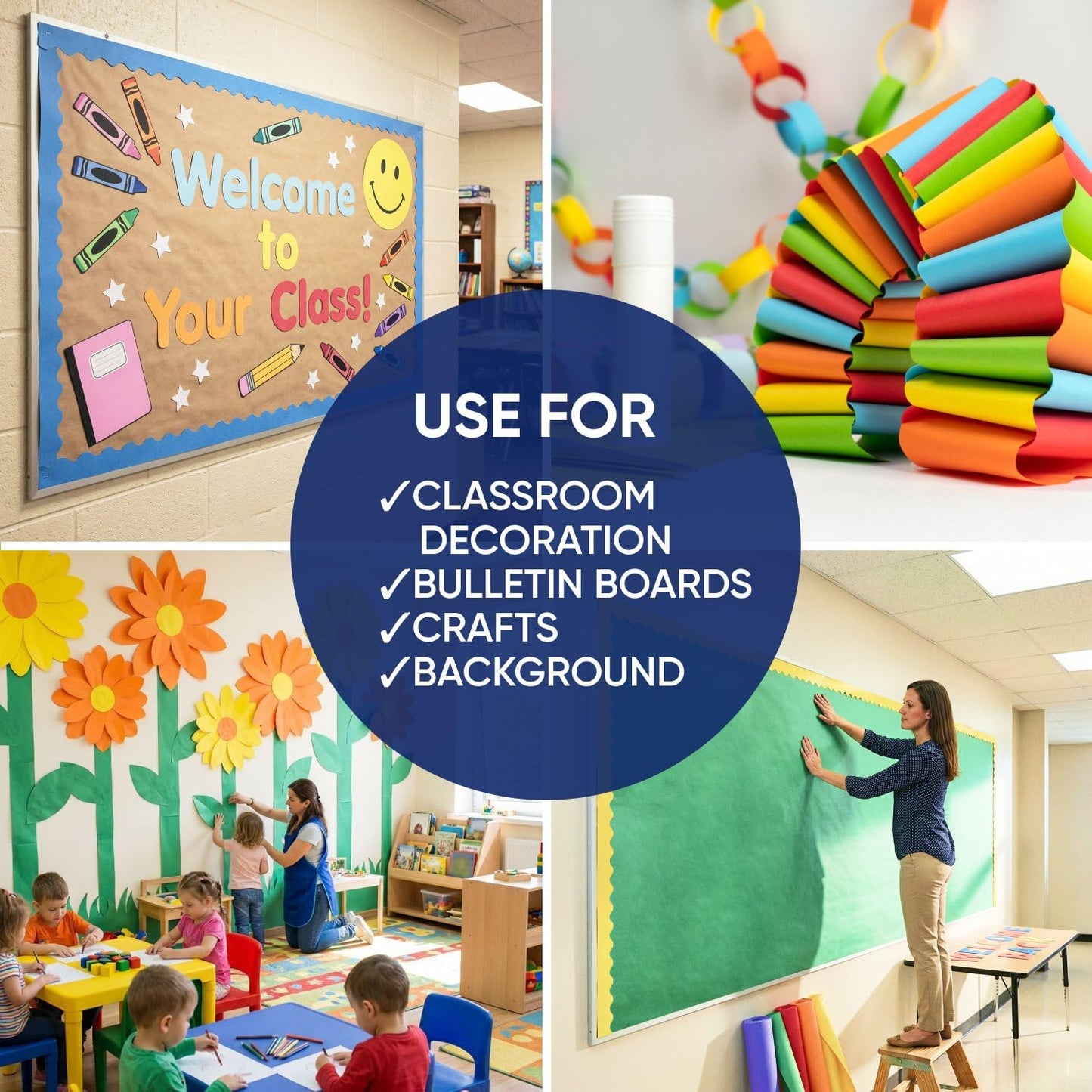 Black Construction Paper Roll 36" x 100 ft – Made in USA – 36" Bulletin Board Paper for Classroom & School, Teachers & Kids