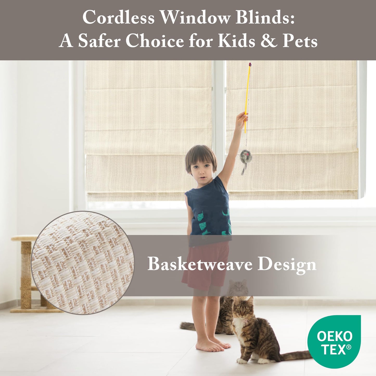 Madison Park Galen Matte Linen Cordless Roman Shades - Fabric Privacy Single Panel Darkening, Energy Efficient, Thermal Insulated Window Blind Treatment, for Home, Living Room Decor, 31" W x 64" H