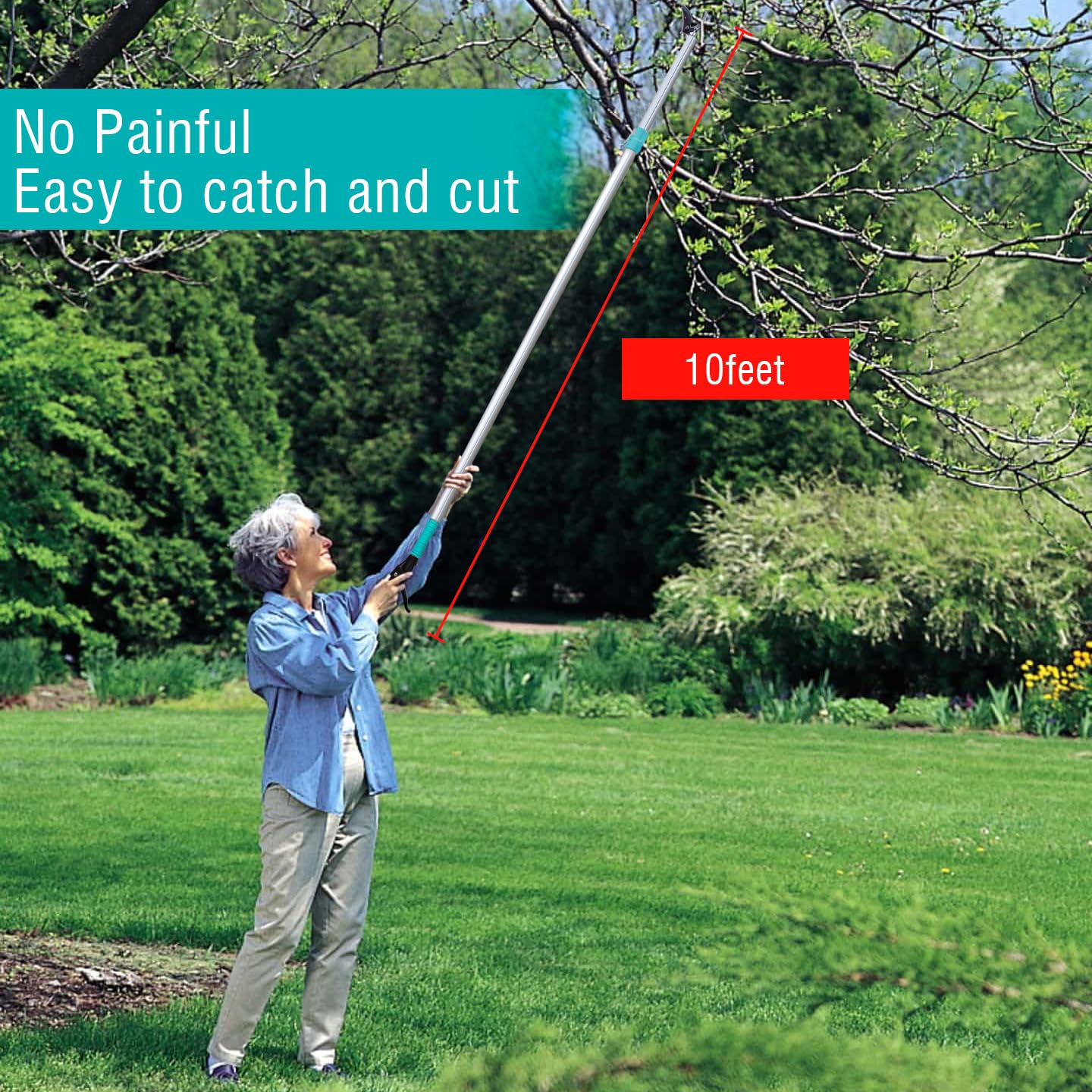 Altdorff Tree Pruner Extendable, Tree Trimmers Long Handle Pruner, Extra Length to 10ft, Telescopic Pole Pruner with Rotate Head, Smooth Clean Cut, Ideal For Removing High Branches and Fruit Picking