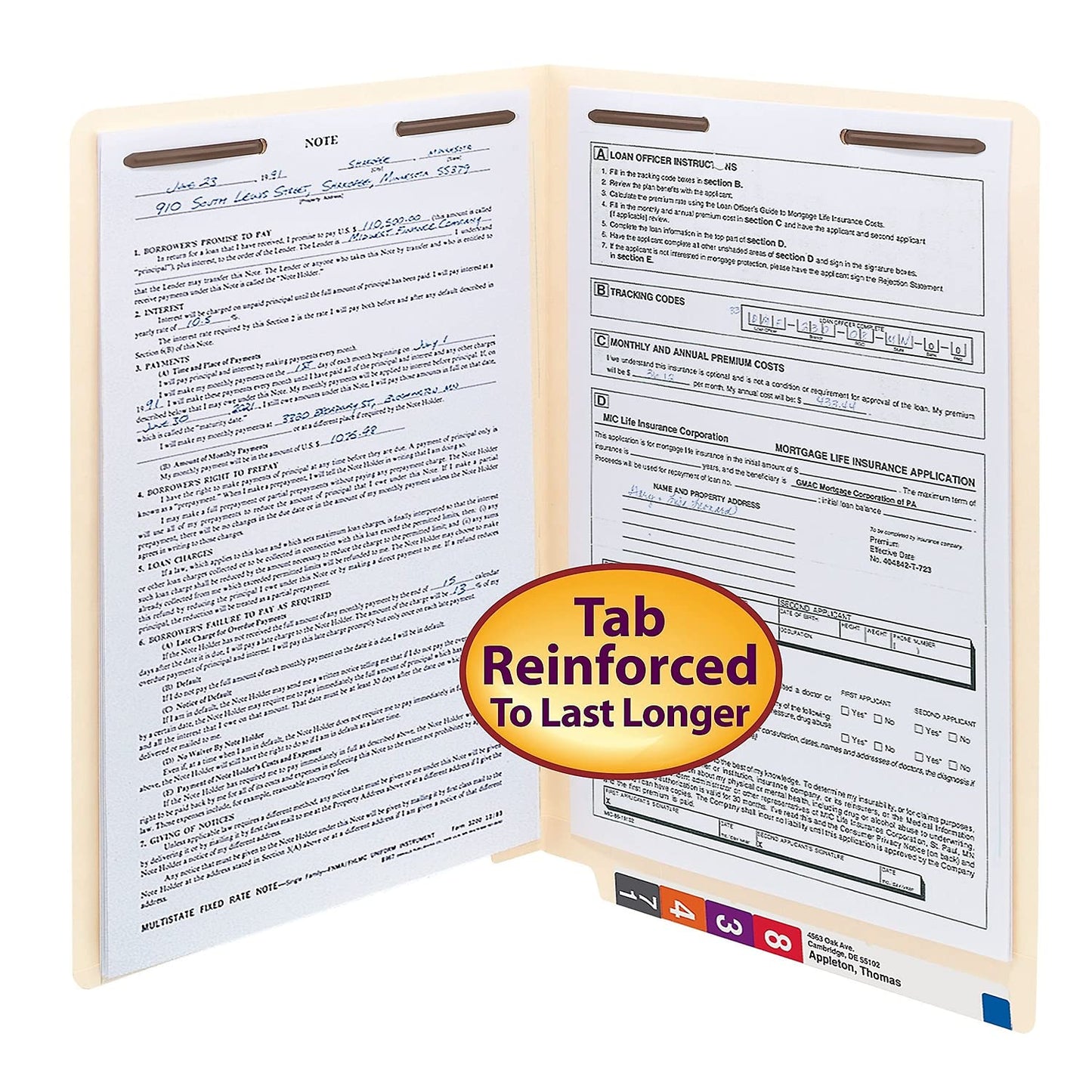 Smead End Tab Fastener File Folder, Shelf-Master Reinforced Straight-Cut, Legal Size, Manila, 50 per Box, 37115