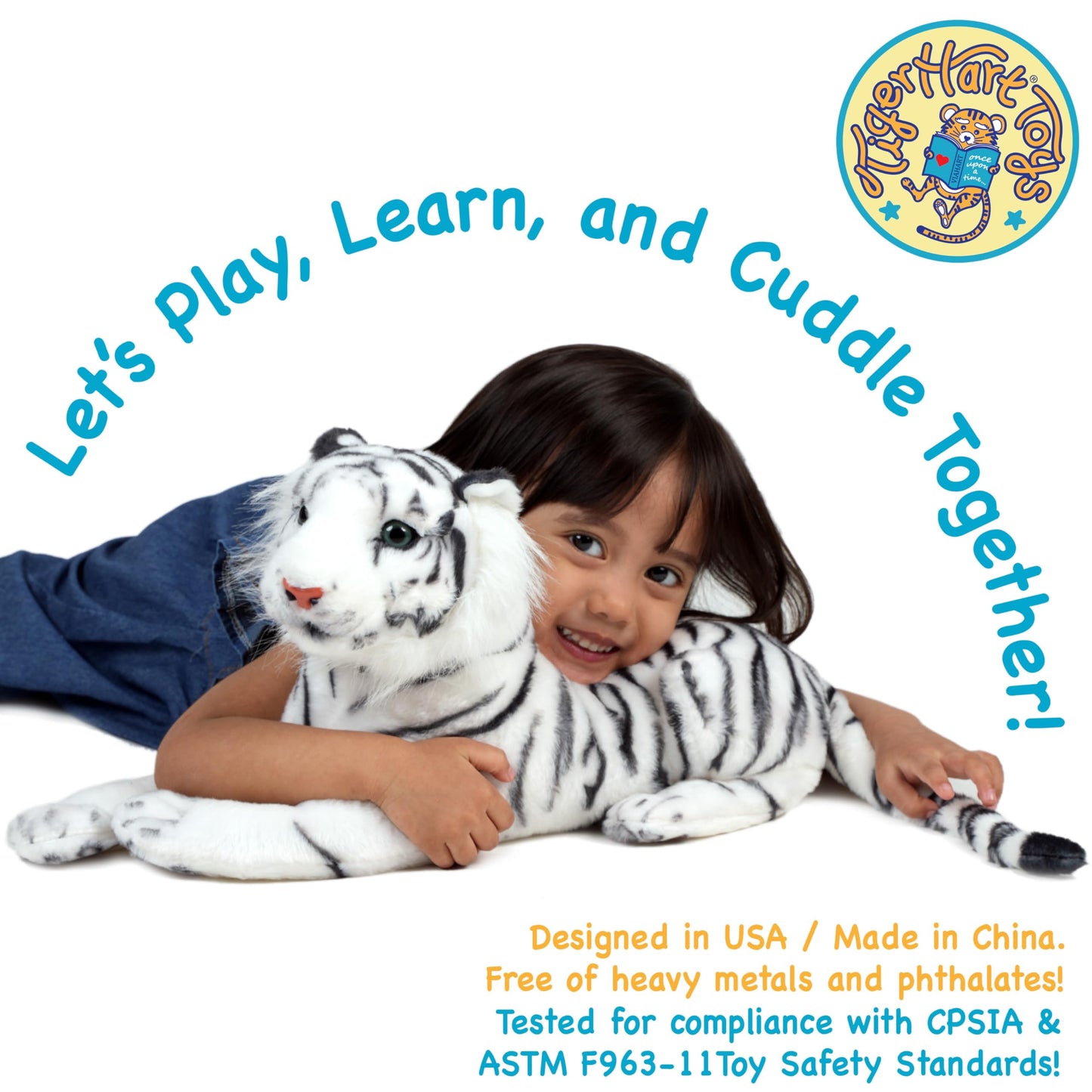 TigerHart Saphed The White Tiger - Squeeze Me! - 17 Inch Stuffed Animal Plush