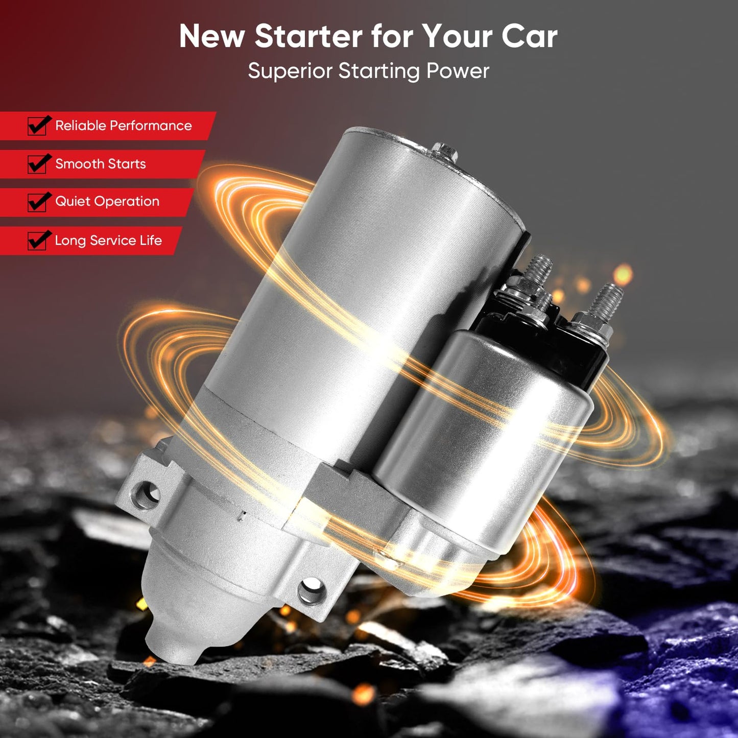 AotoParts 10 Teeth Starter Replacement Compatible with Kohler 15-31HP 2509808 2509809 2509811 John Deere Toro Cub Cadet Scotts Thomas Grasshopper Mower Tractor SDR0291 41012182 41012182R 41012414
