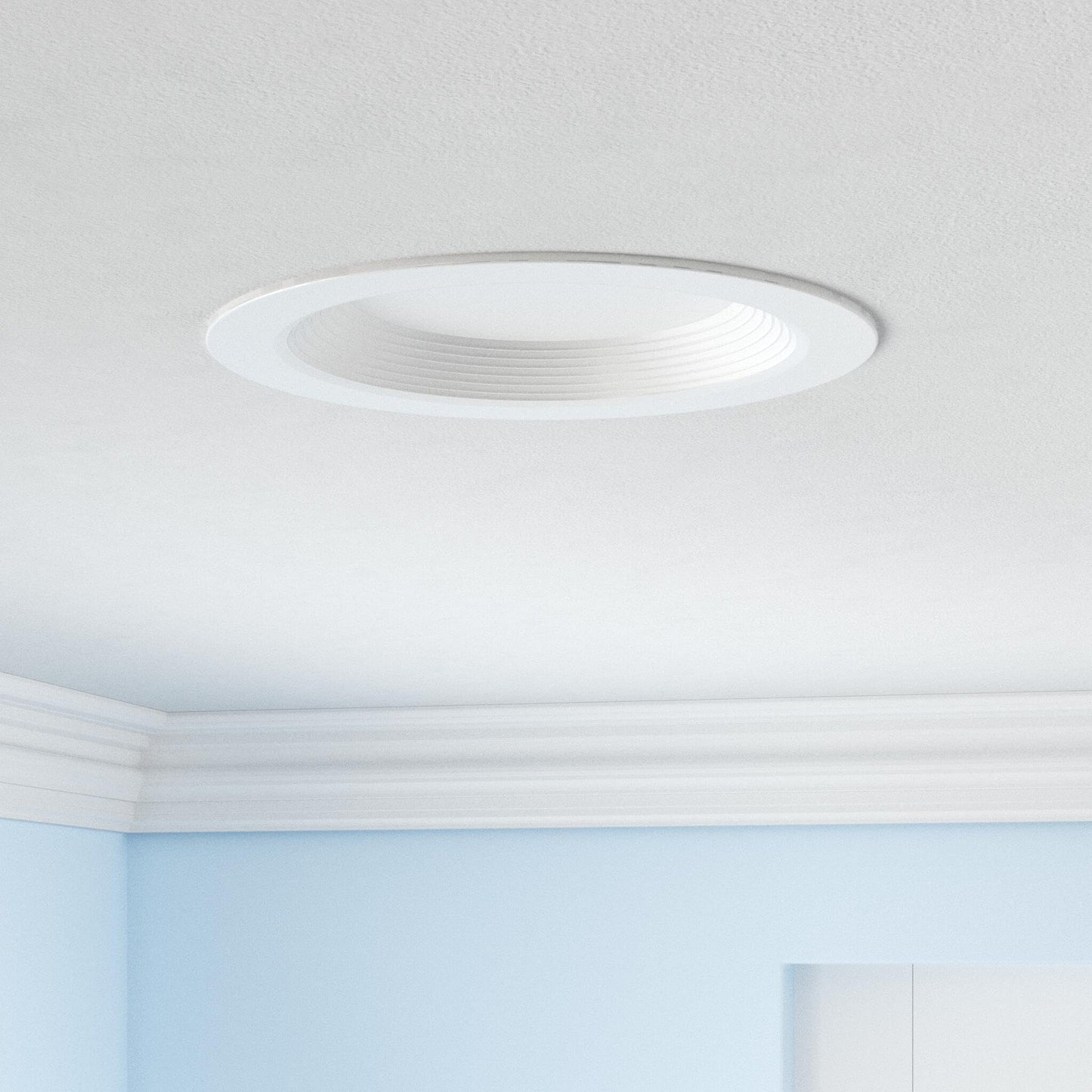 LUXRITE 5/6 Inch LED Recessed Retrofit Downlight, 14W=90W, CCT Color Selectable 2700K | 3000K | 3500K | 4000K | 5000K, Dimmable Can Light, 1100 Lumens, Wet Rated, Energy Star, Baffle Trim (4 Pack)