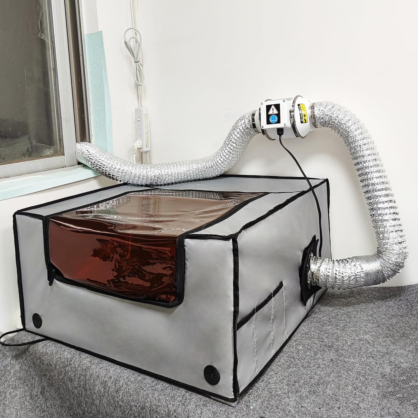 Powerful 3 Inch Inline Duct Ventilation Fan AC Vent Blower Exhaust Fan w/ 1.5M Pipe, Enhanced Air Flow, Low Noise for 3D Printer Enclosure, Laser Engraver Cover,Resin, Greenhouse Ventilation Equipment