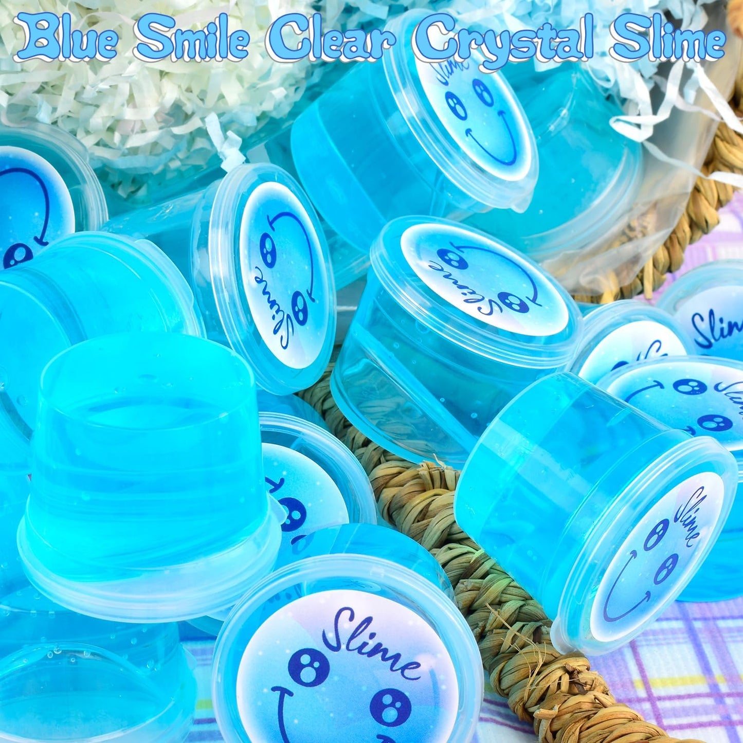 120 Pack for Kids Clear Crystal Bulk Slime Kit, Smiling Slime Color Box, Slime Kit for Girls and Boys, Stress Relief Kids Slime Kits for Toddlers, Classroom Reward, Valentine's Day Party Supplies