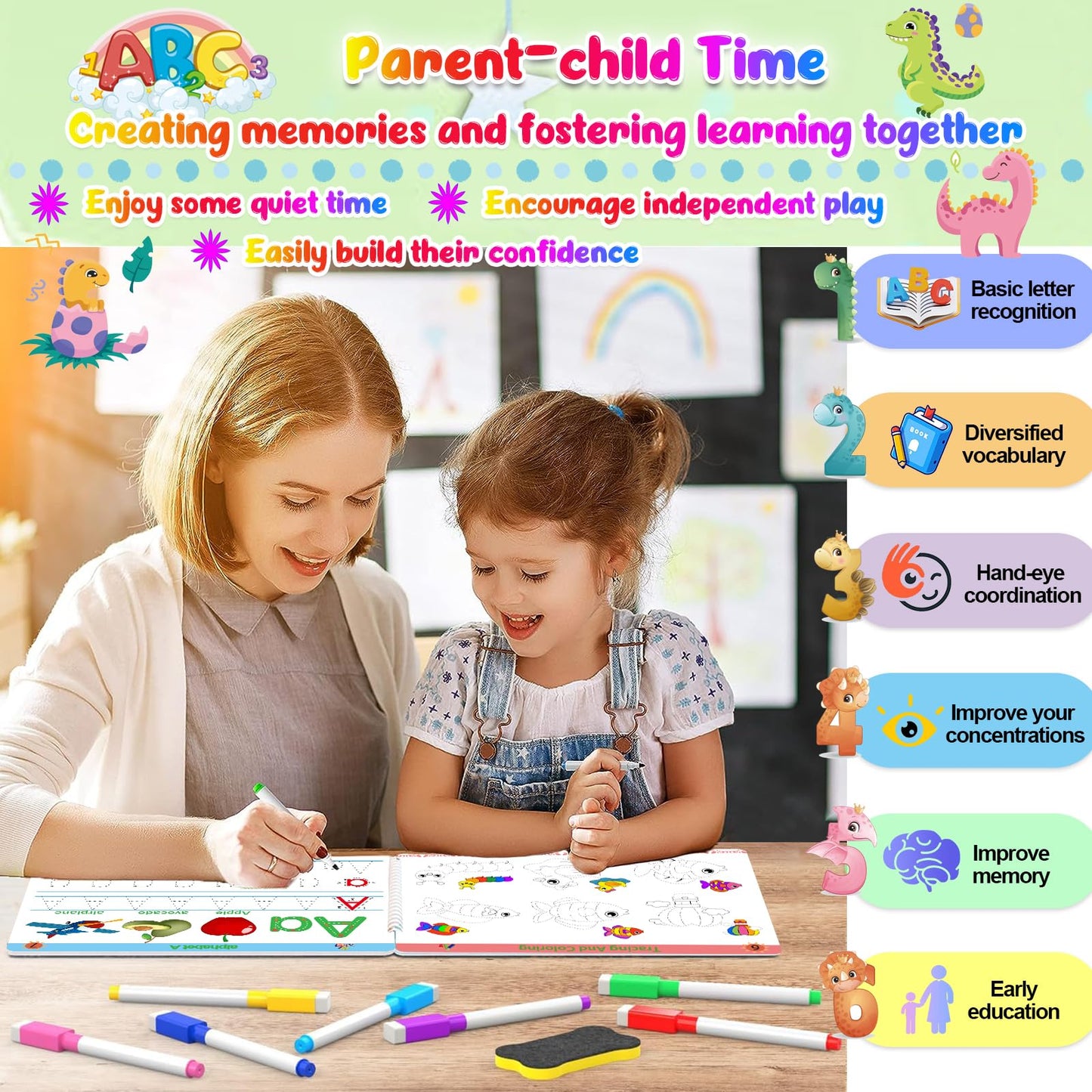 ALIANFLY - Educational Workbook for Preschool Learning Activities - Prek Montessori Activity Tracker Toys for Toddlers, Busy Book for Children, School Supplies