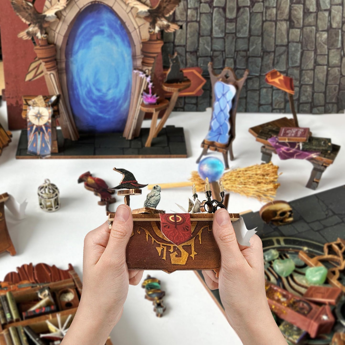 IBOHEYE Book Nook Kit - 3D Wooden Puzzle Bookend Set, Magic Academy, A Perfect Puzzle Gift for Adults